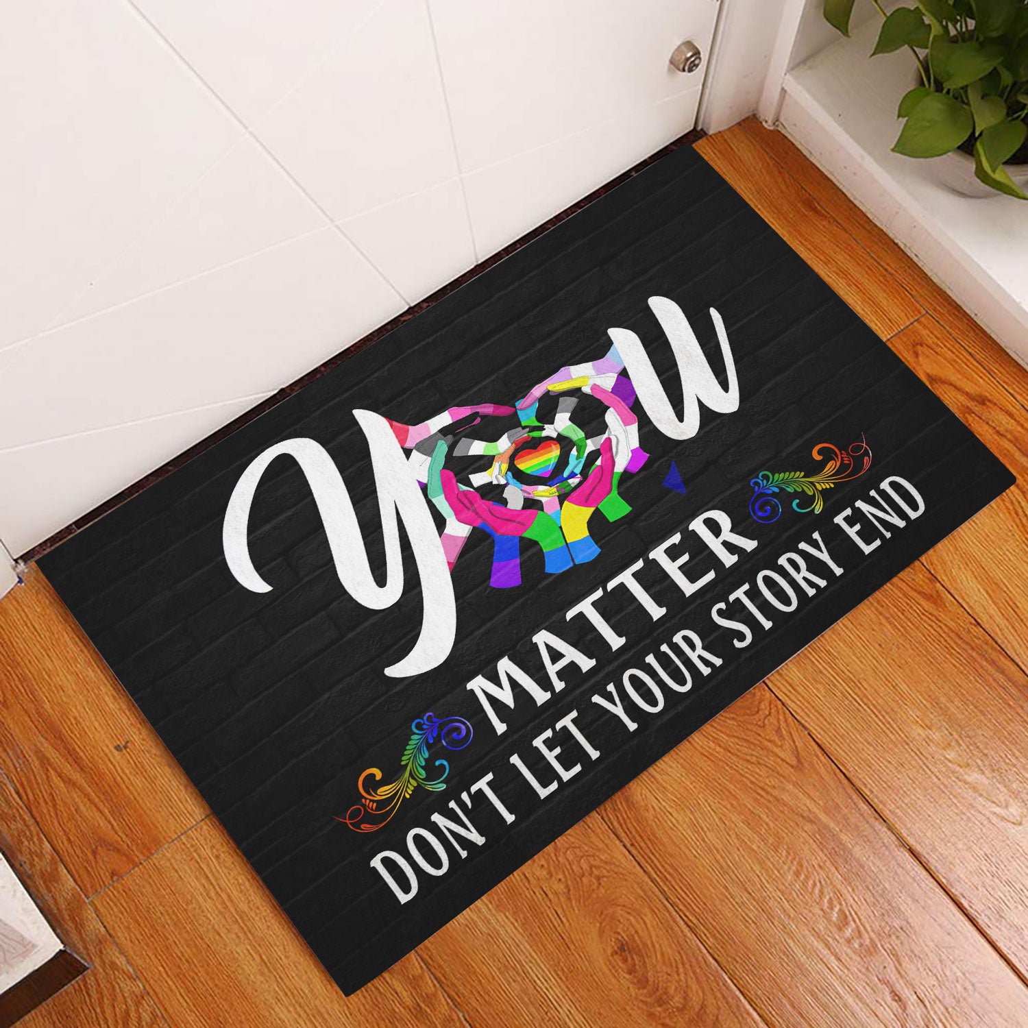 Ohaprints-Doormat-Outdoor-Indoor-Lgbt-Pride-Rainbow-Support-Gift-Idea-You-Matter-Black-Rubber-Door-Mat-820-