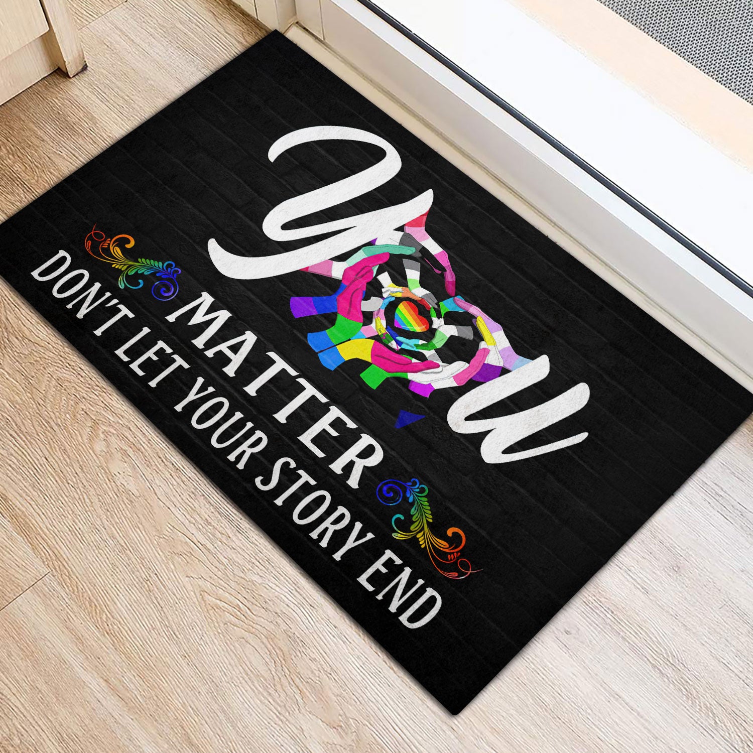 Ohaprints-Doormat-Outdoor-Indoor-Lgbt-Pride-Rainbow-Support-Gift-Idea-You-Matter-Black-Rubber-Door-Mat-820-