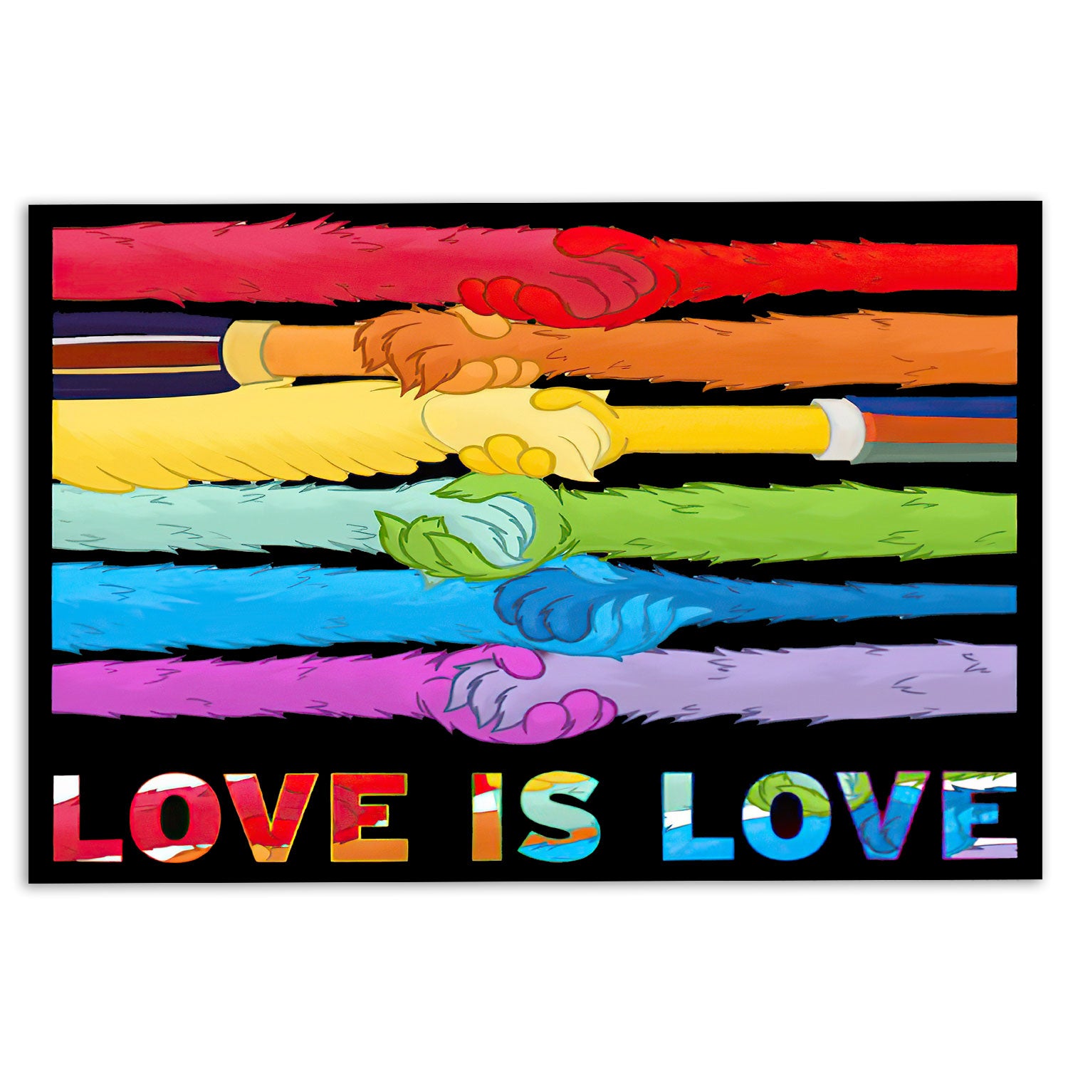 Ohaprints-Doormat-Outdoor-Indoor-Lgbt-Pride-Support-Gift-Idea-Love-Is-Love-Rainbow-Hand-Together-Rubber-Door-Mat-821-18'' x 30''