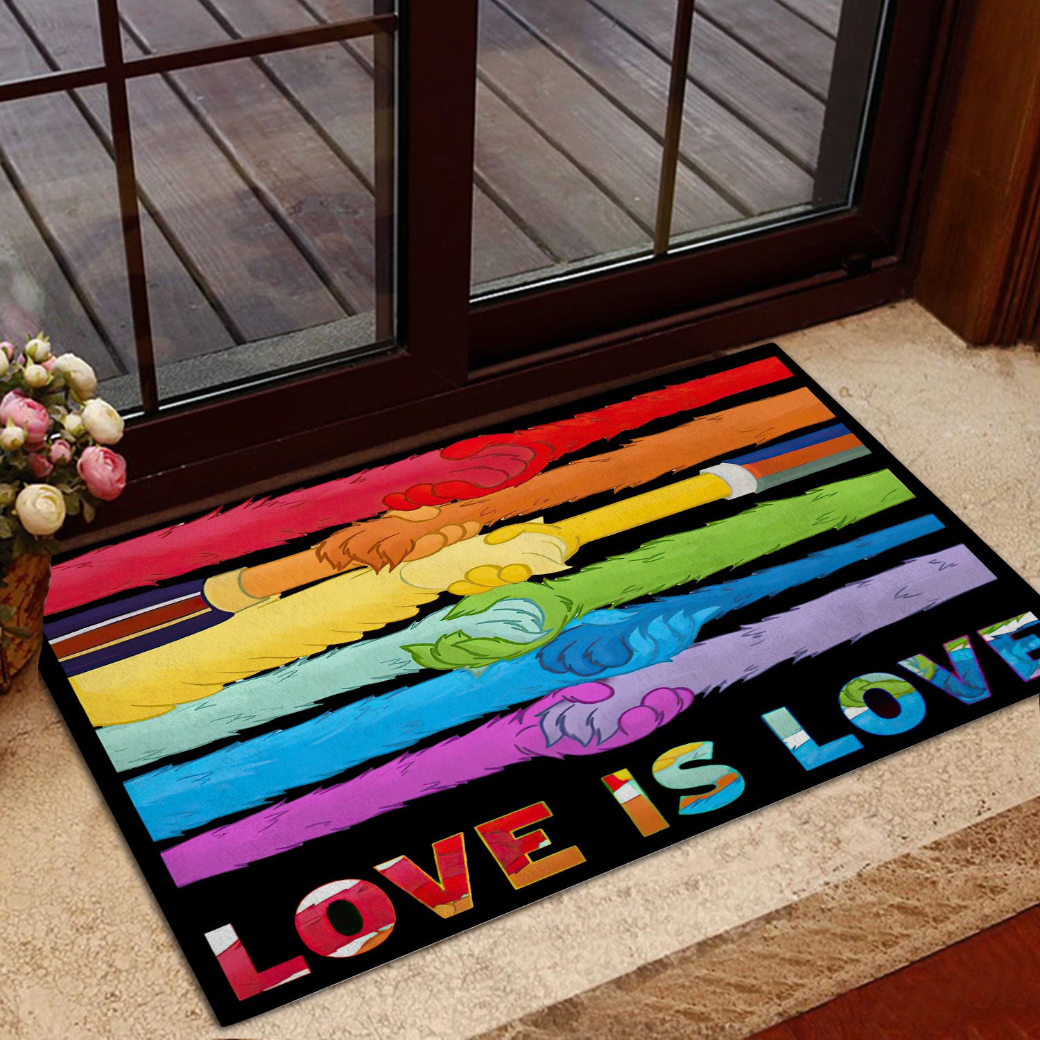 Ohaprints-Doormat-Outdoor-Indoor-Lgbt-Pride-Support-Gift-Idea-Love-Is-Love-Rainbow-Hand-Together-Rubber-Door-Mat-821-