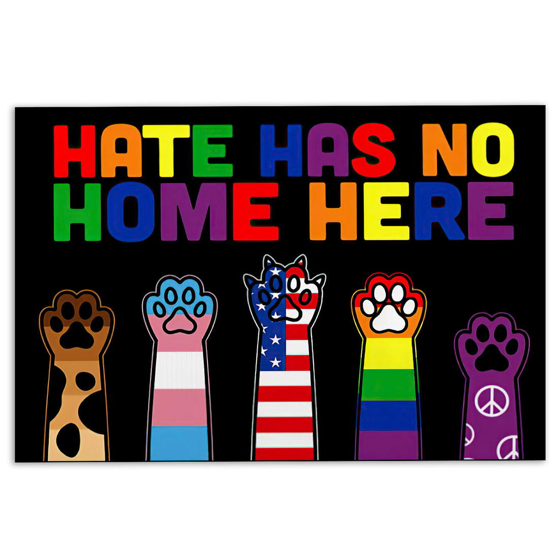 Ohaprints-Doormat-Outdoor-Indoor-Lgbt-Pride-Rainbow-Support-Gift-Idea-Cat-Hand-Hate-No-Home-Here-Rubber-Door-Mat-832-18'' x 30''