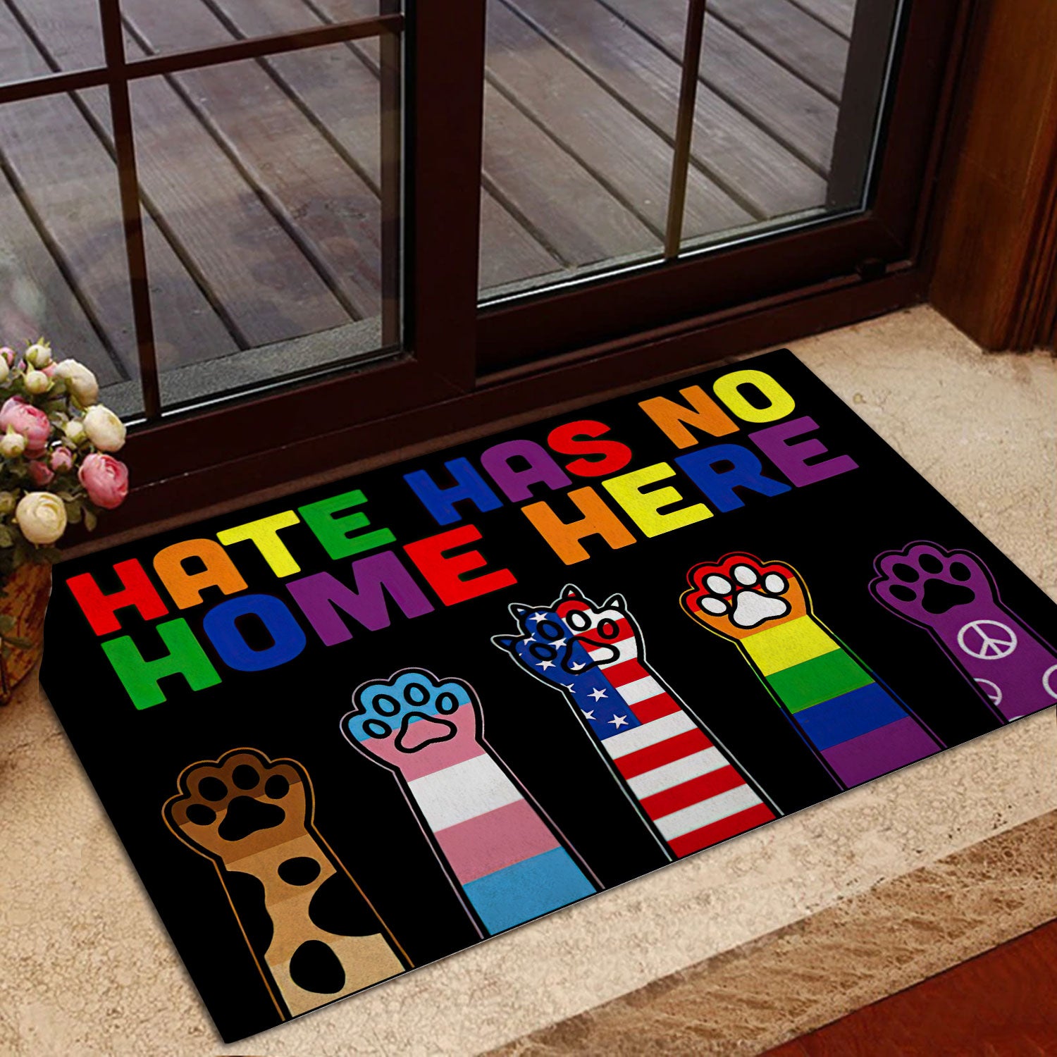 Ohaprints-Doormat-Outdoor-Indoor-Lgbt-Pride-Rainbow-Support-Gift-Idea-Cat-Hand-Hate-No-Home-Here-Rubber-Door-Mat-832-