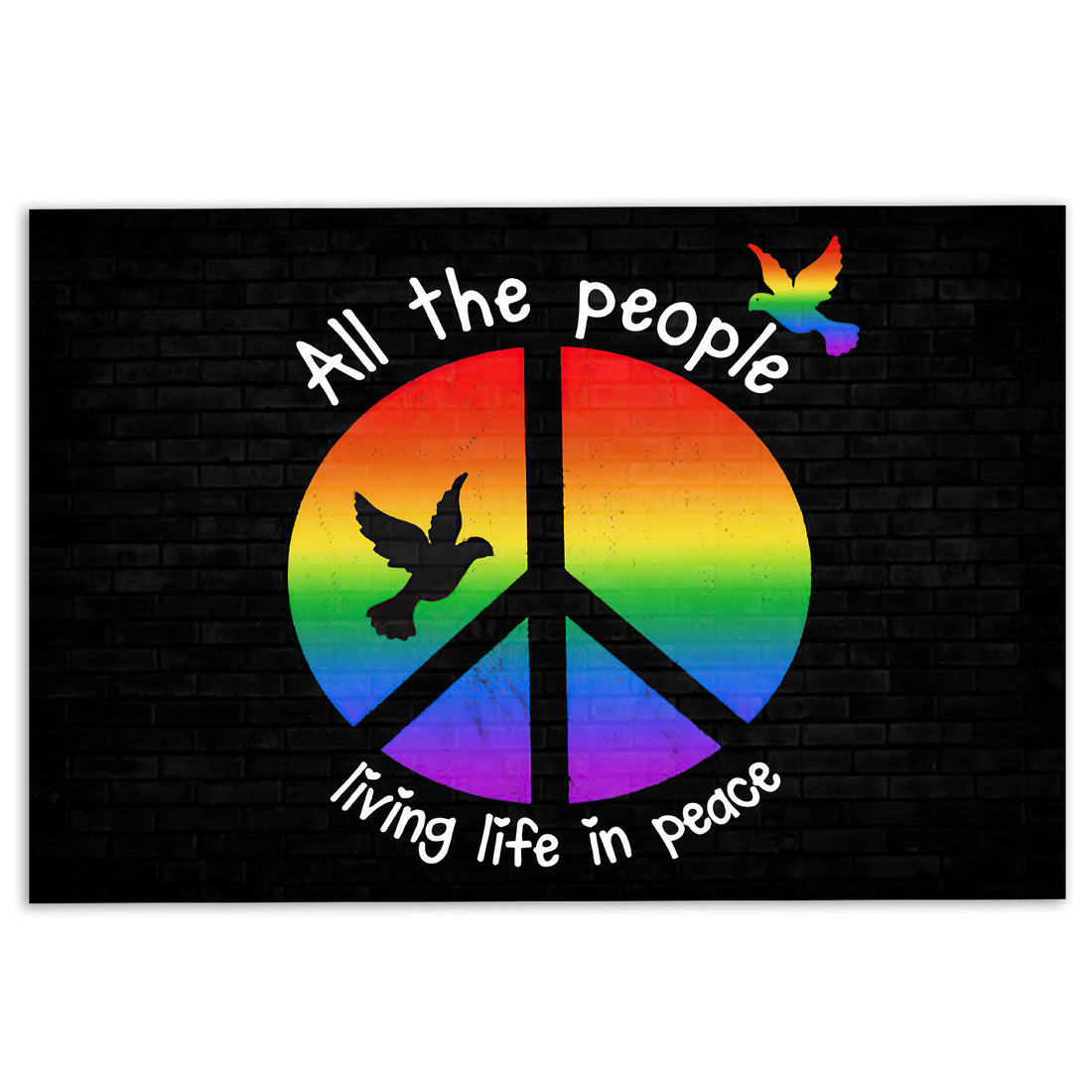 Ohaprints-Doormat-Outdoor-Indoor-Lgbt-Pride-Support-Gift-Idea-Rainbow-Peace-Sign-Dove-All-People-Rubber-Door-Mat-833-18'' x 30''