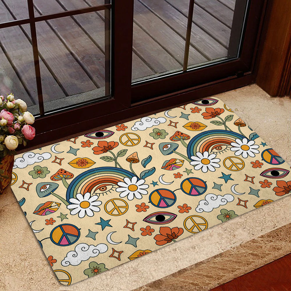 Ohaprints-Doormat-Outdoor-Indoor-Hippie-Hippy-Symbol-Boho-Flower-Peace-Sign-Rainbow-Rubber-Door-Mat-1974-