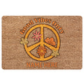 Ohaprints-Doormat-Outdoor-Indoor-Hippie-Hippy-Peace-Sign-Good-Vibe-Only-Custom-Personalized-Name-Rubber-Door-Mat-1975-18'' x 30''