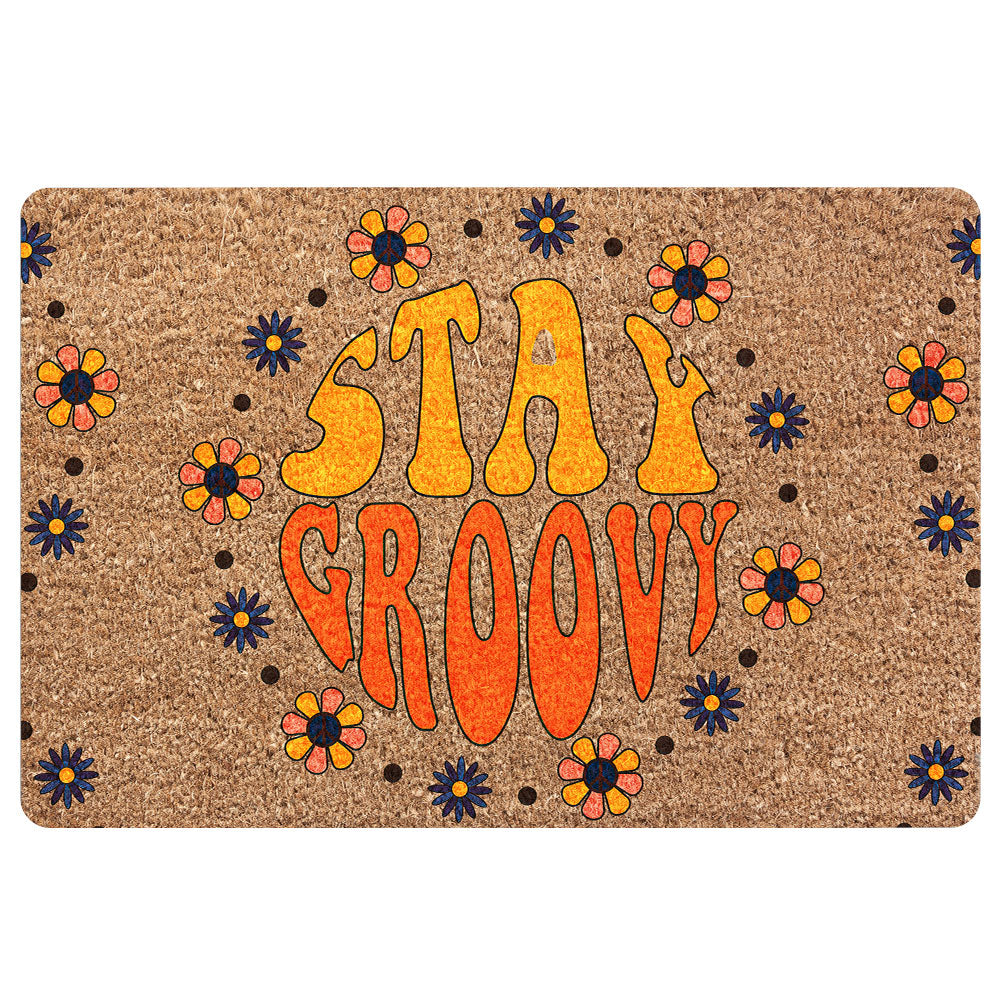 Ohaprints-Doormat-Outdoor-Indoor-Hippie-Hippy-Flower-Stay-Groovy-Vintage-Rubber-Door-Mat-1977-18'' x 30''