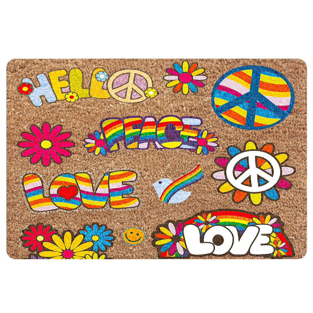 Ohaprints-Doormat-Outdoor-Indoor-Hippie-Hippy-Peace-Sign-Hello-Love-Vintage-Tie-Dye-Rubber-Door-Mat-1978-18'' x 30''