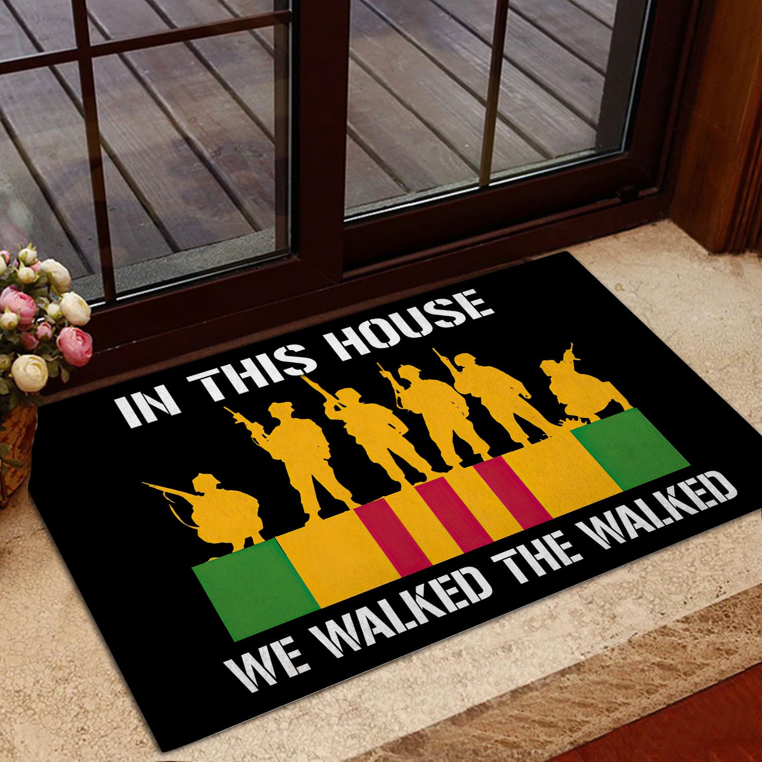 Ohaprints-Doormat-Outdoor-Indoor-Proud-Vietnam-Veteran-Flag-This-House-We-Walked-The-Walk-Black-Rubber-Door-Mat-888-