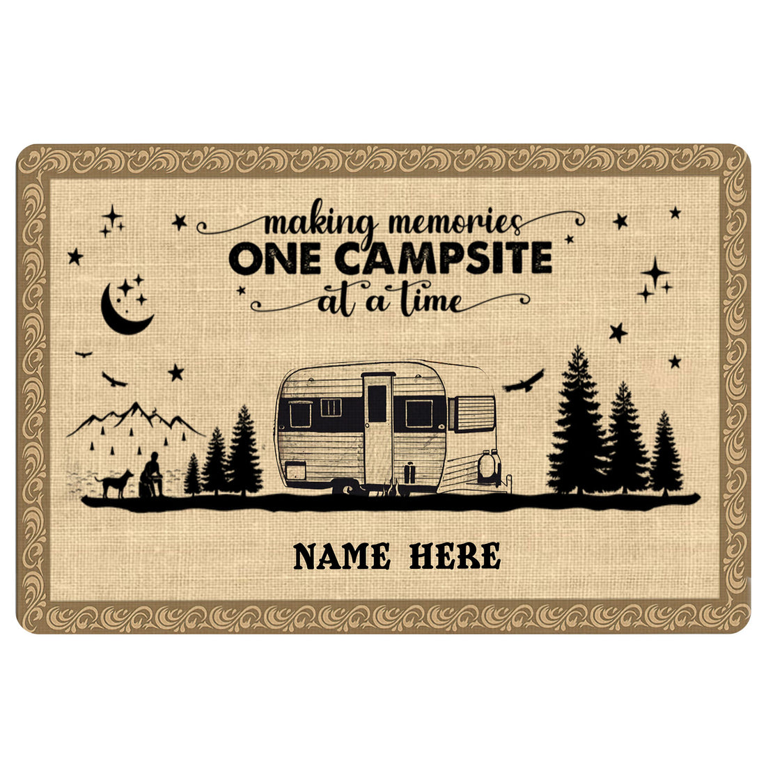 Ohaprints-Doormat-Outdoor-Indoor-Vintage-Trailer-Camping-Truck-Campsite-Custom-Personalized-Name-Rubber-Door-Mat-1857-18'' x 30''