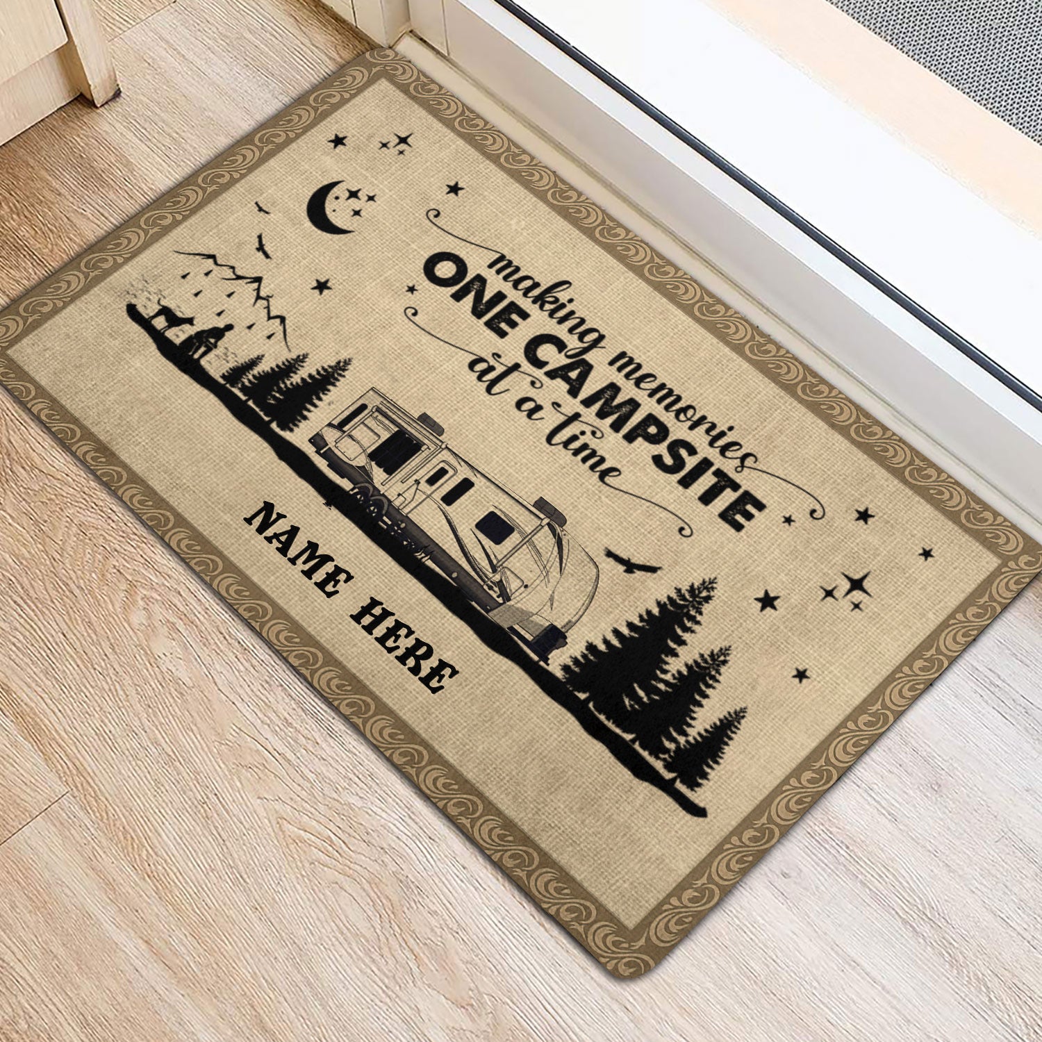 Ohaprints Doormat Outdoor Indoor Happy Camper Fall Camping Vintage -  OhaPrints