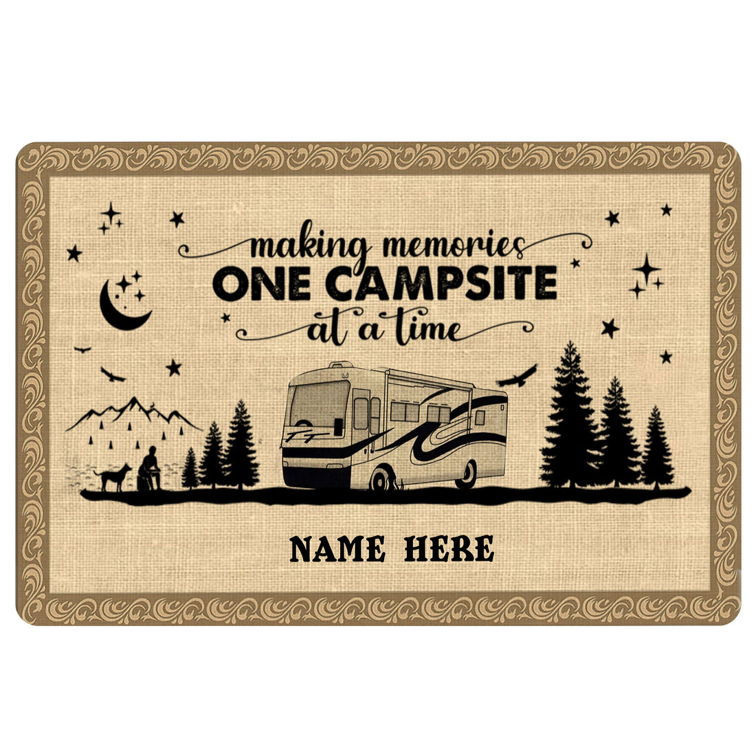 Ohaprints-Doormat-Outdoor-Indoor-Class-A-Rv-Camping-Vintage-Campsite-Custom-Personalized-Name-Rubber-Door-Mat-1860-18'' x 30''