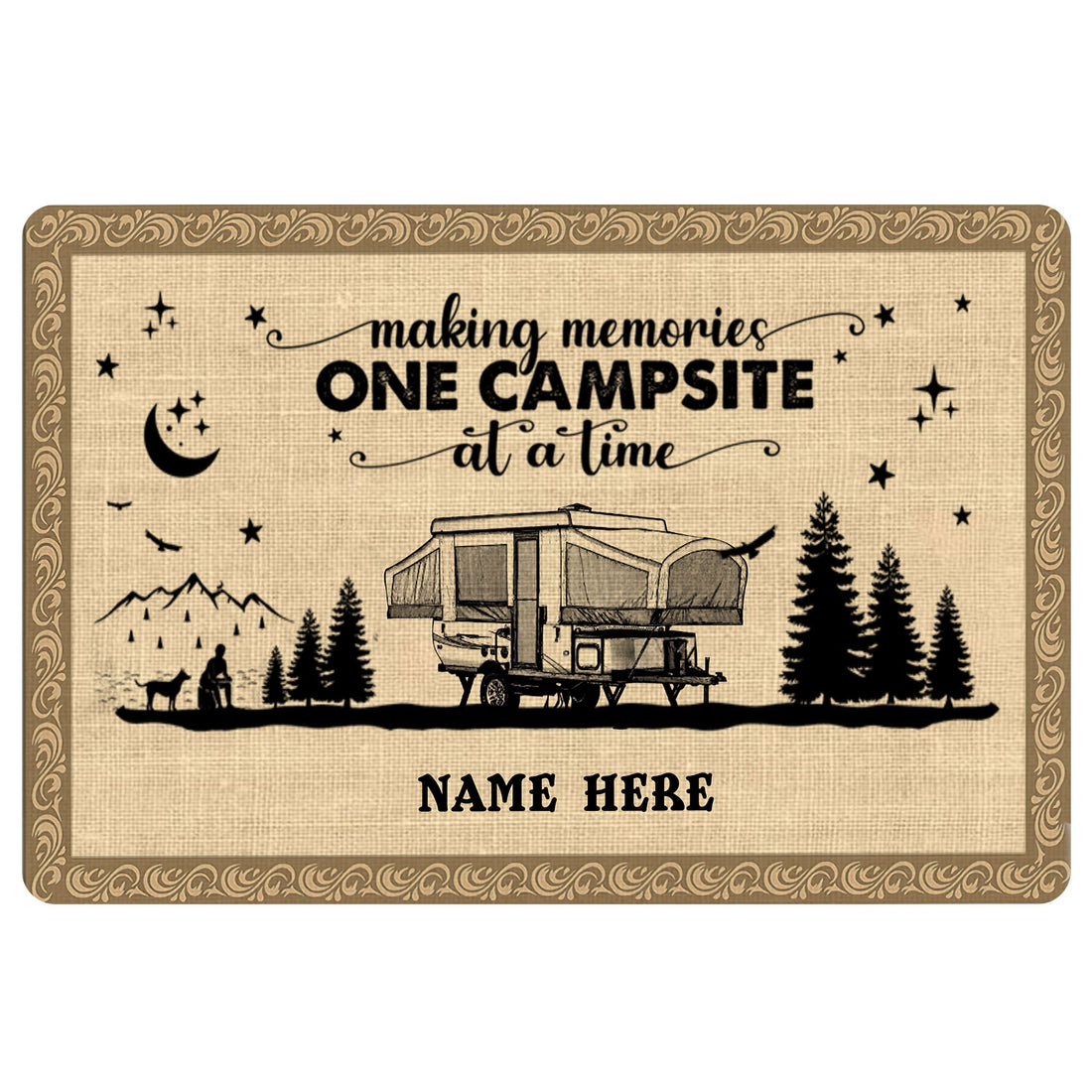 Ohaprints-Doormat-Outdoor-Indoor-Pop-Up-Camping-Truck-Vintage-Campsite-Custom-Personalized-Name-Rubber-Door-Mat-1861-18'' x 30''