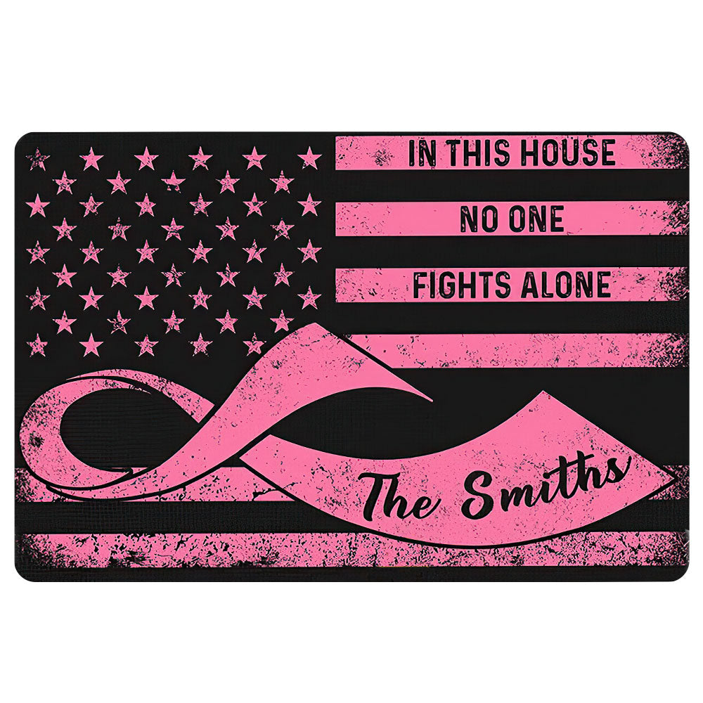 Ohaprints-Doormat-Outdoor-Indoor-Breast-Cancer-Awareness-Pink-Black-Custom-Personalized-Name-Rubber-Door-Mat-1863-18'' x 30''