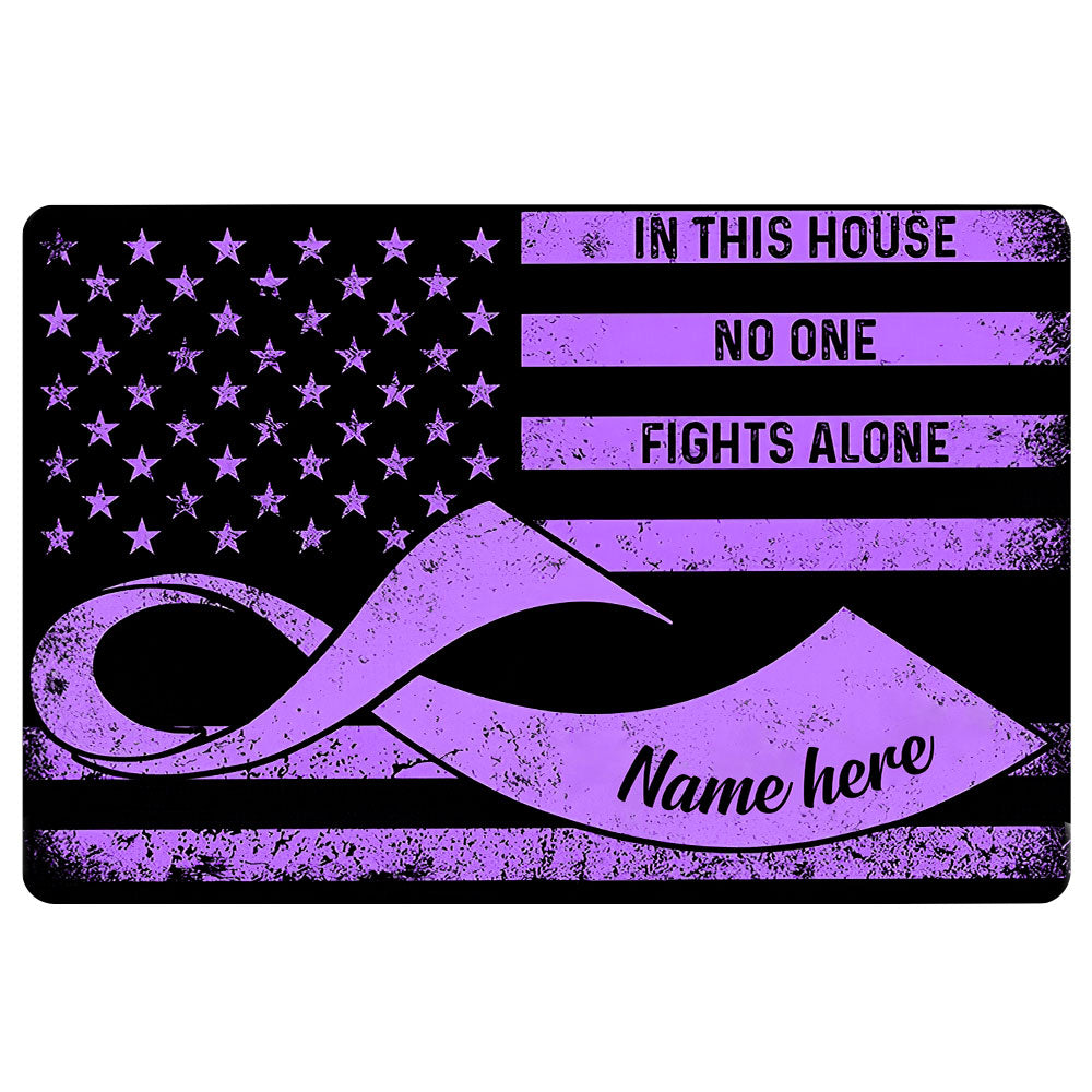 Ohaprints-Doormat-Outdoor-Indoor-Alzheimer-Awareness-Purple-Violet-Black-Custom-Personalized-Name-Rubber-Door-Mat-1866-18'' x 30''