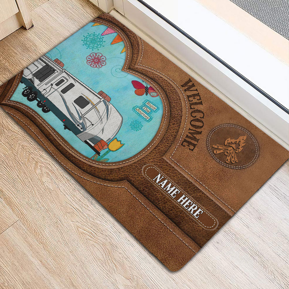 Ohaprints-Doormat-Outdoor-Indoor-Travel-Trailer-Camping-Campsite-Brown-Custom-Personalized-Name-Rubber-Door-Mat-1869-