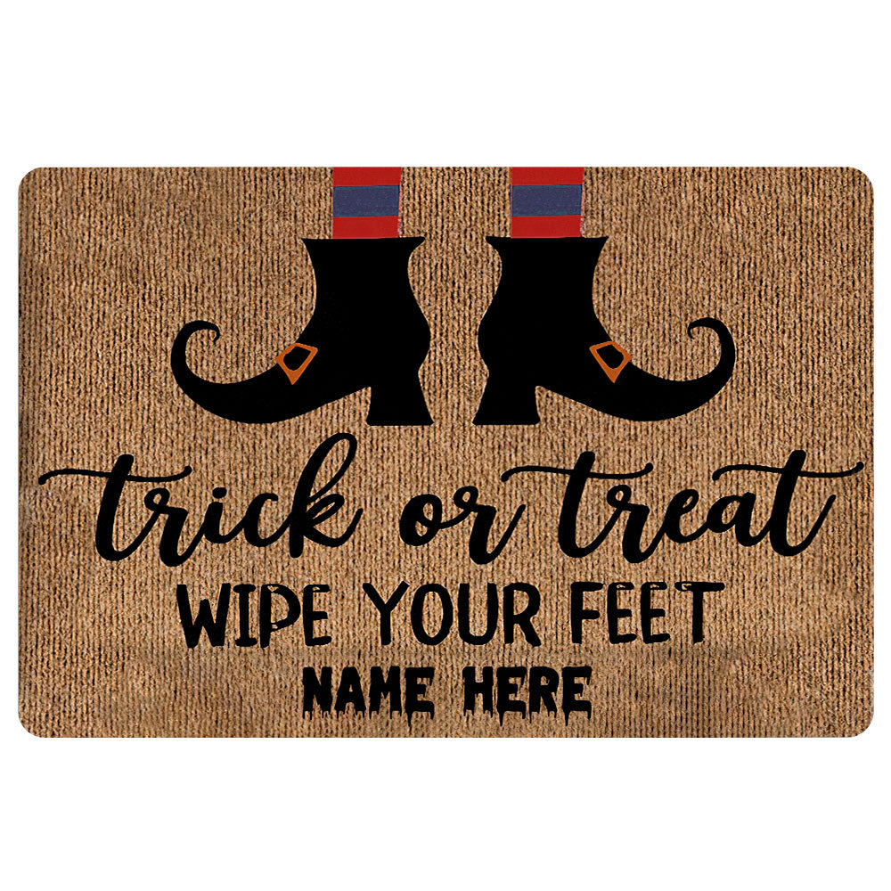 Ohaprints-Doormat-Outdoor-Indoor-Witch-Trick-Or-Treat-Halloween-Idea-Custom-Personalized-Name-Rubber-Door-Mat-1924-18'' x 30''