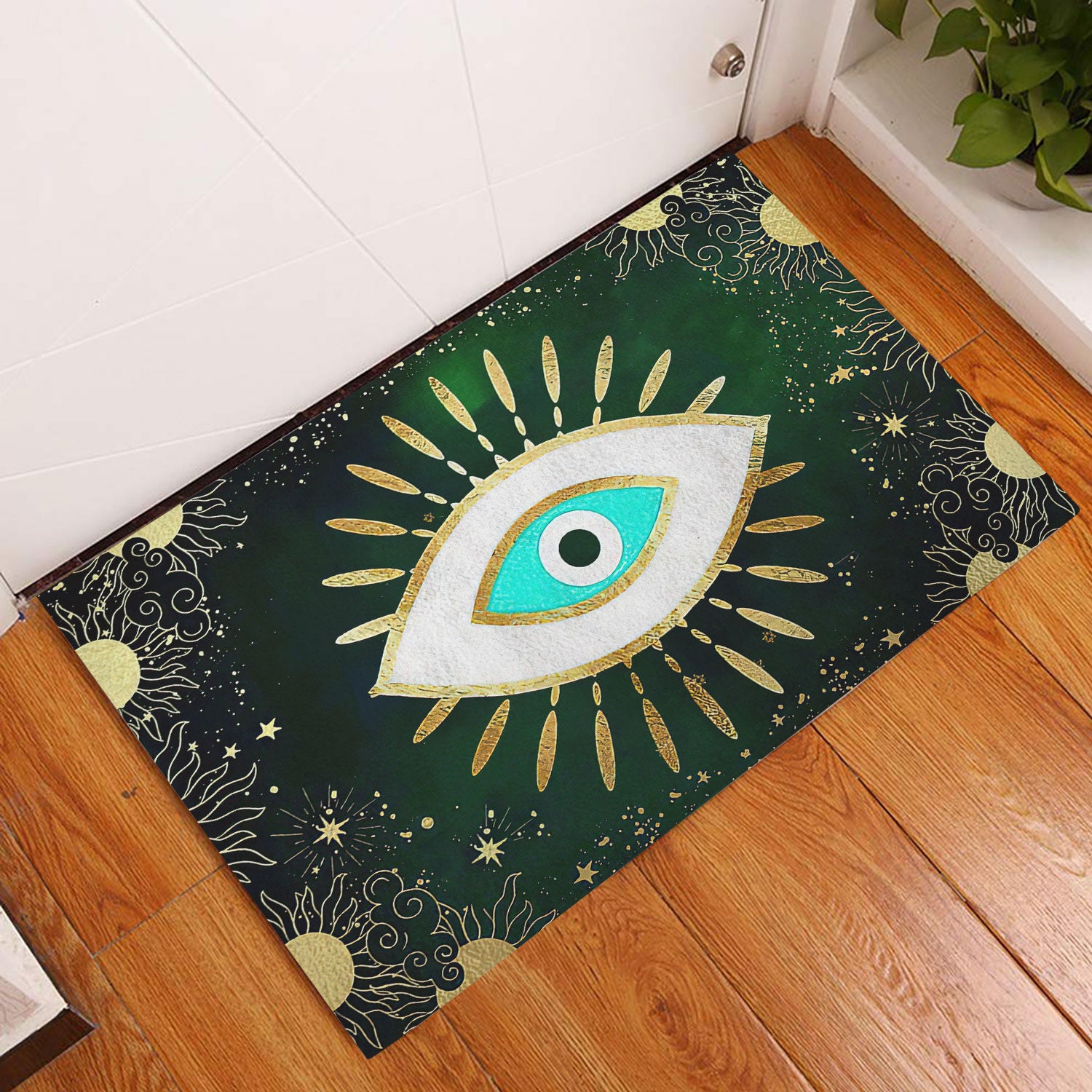 Ohaprints-Doormat-Outdoor-Indoor-Greek-Mati-Mataki-Evil-Turkish-Eye-Green-Wicca-Witch-Spiritual-Rubber-Door-Mat-1096-