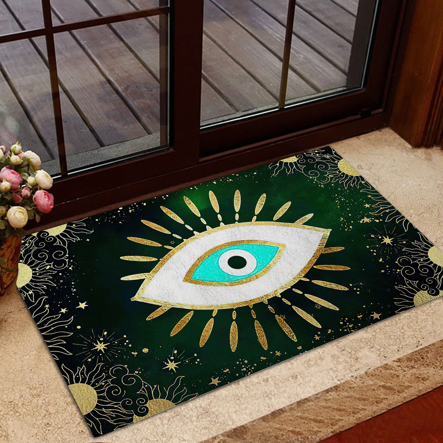 Ohaprints-Doormat-Outdoor-Indoor-Greek-Mati-Mataki-Evil-Turkish-Eye-Green-Wicca-Witch-Spiritual-Rubber-Door-Mat-1096-