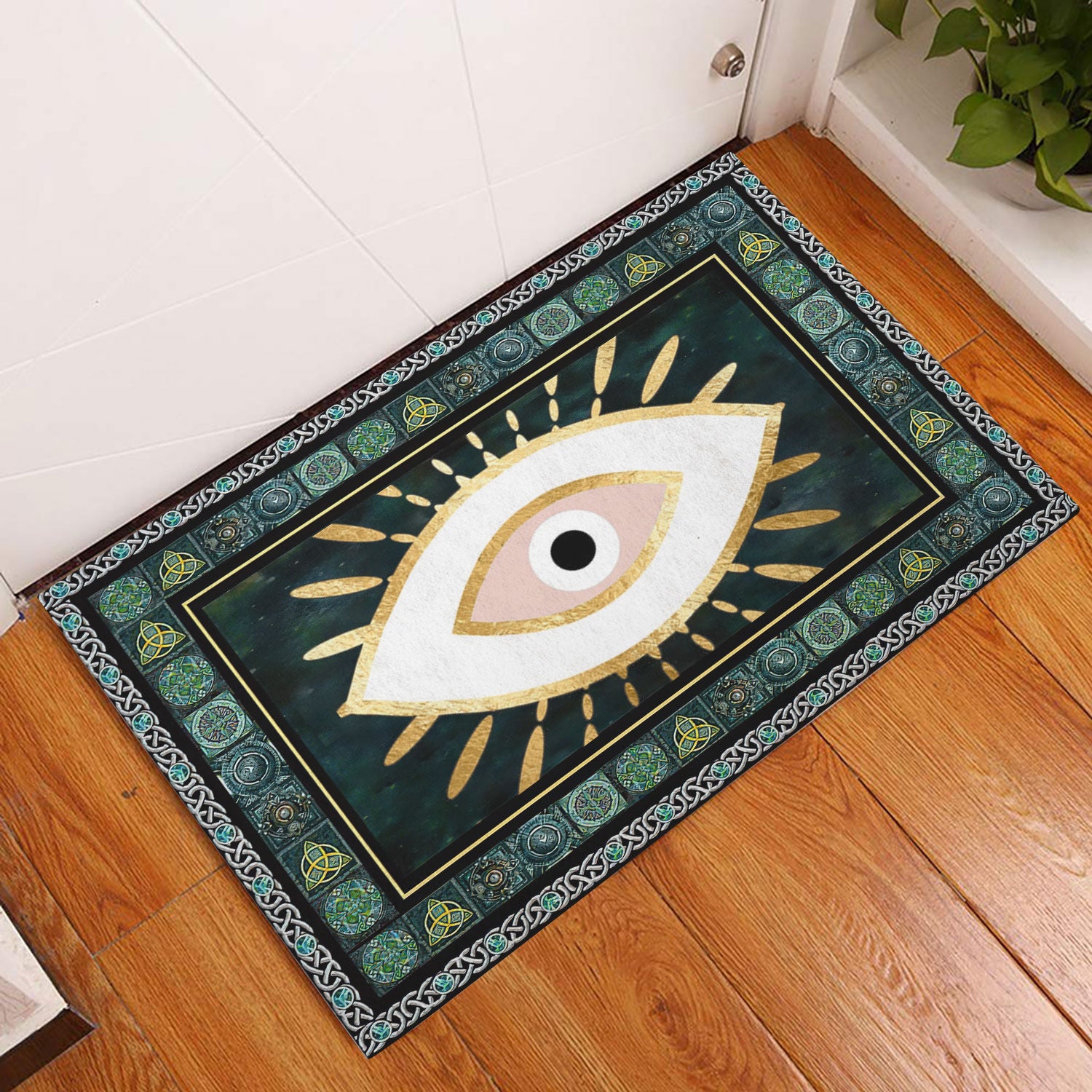 Ohaprints-Doormat-Outdoor-Indoor-Greek-Mati-Mataki-Evil-Turkish-Eye-Green-Spirit-Wicca-Symbol-Rubber-Door-Mat-1072-