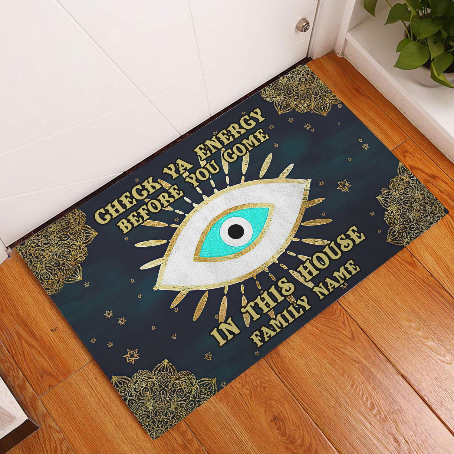 Ohaprints-Doormat-Outdoor-Indoor-Check-Ya-Energy-Mataki-Evil-Eye-Spirit-Custom-Personalized-Name-Rubber-Door-Mat-1098-