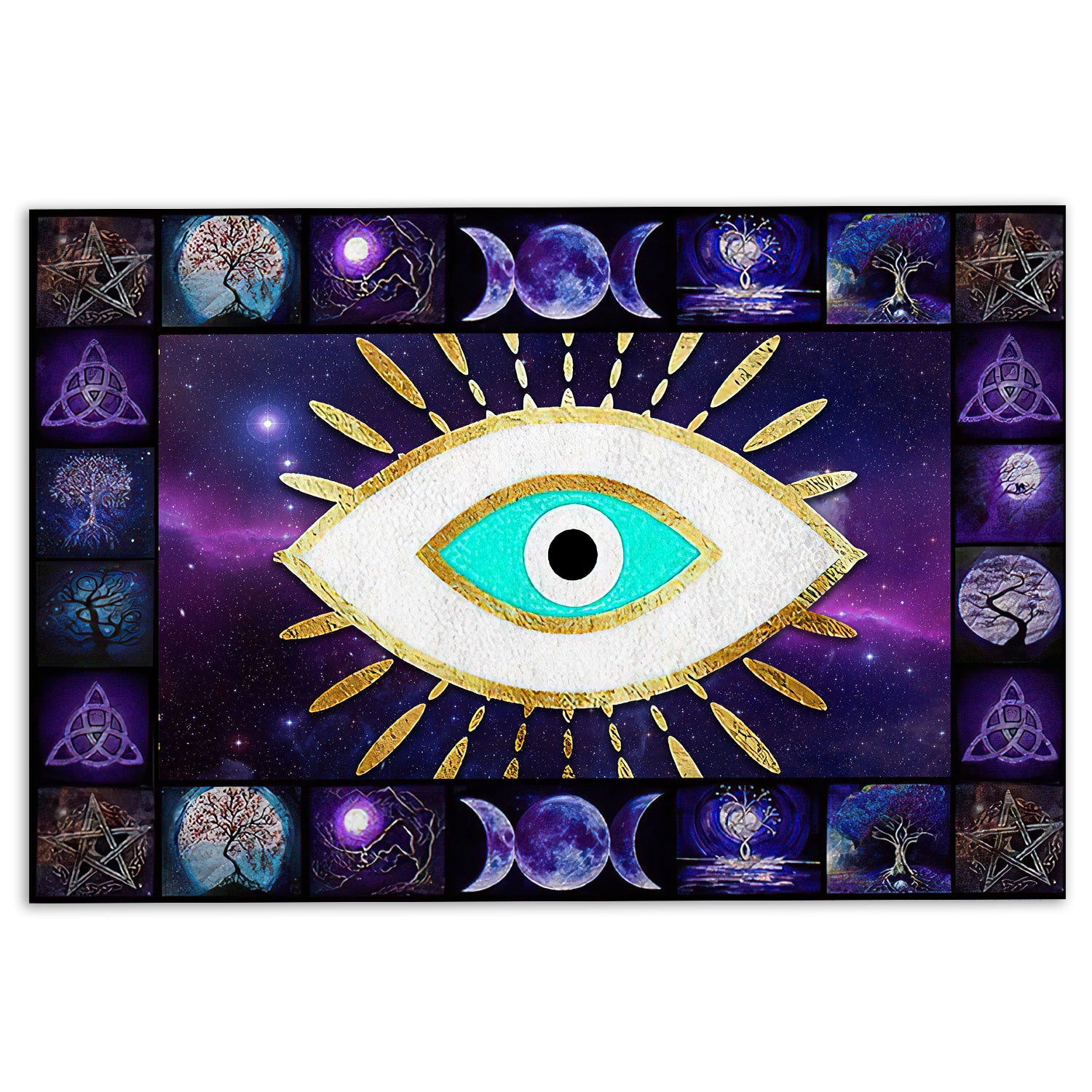 Ohaprints-Doormat-Outdoor-Indoor-Greek-Mati-Mataki-Evil-Turkish-Eye-Wicca-Symbol-Purple-Spiritual-Rubber-Door-Mat-1099-18'' x 30''