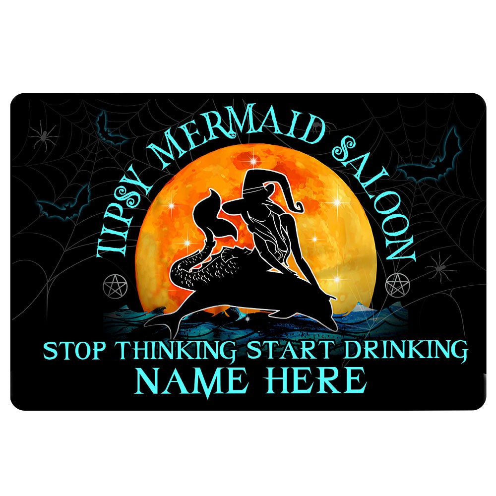 Ohaprints-Doormat-Outdoor-Indoor-Tipsy-Mermaid-Saloon-Halloween-Holiday-Custom-Personalized-Name-Rubber-Door-Mat-1982-18'' x 30''