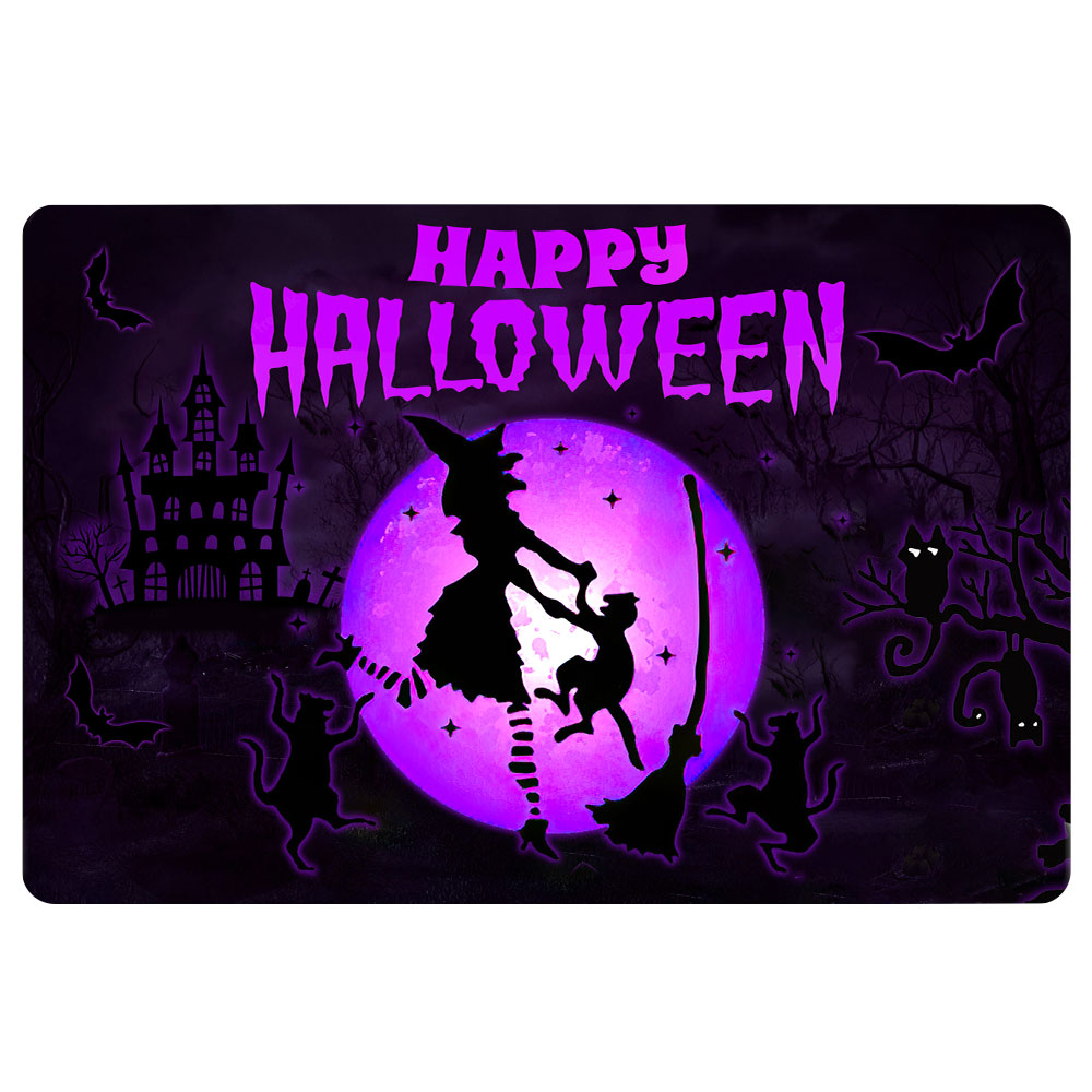 Ohaprints-Doormat-Outdoor-Indoor-Witch-And-Cat-Happy-Halloween-Holiday-Horror-Unique-Idea-Decor-Rubber-Door-Mat-1983-18'' x 30''