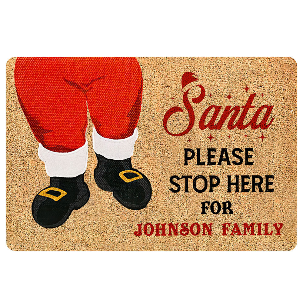 Ohaprints-Doormat-Outdoor-Indoor-Santa-Please-Stop-Christmas-Xmas-Noel-Custom-Personalized-Name-Rubber-Door-Mat-1992-18'' x 30''