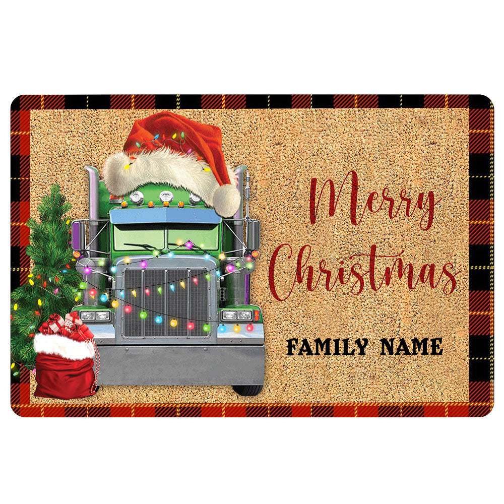 Ohaprints-Doormat-Outdoor-Indoor-Truck-Trucker-Merry-Christmas-Xmas-Noel-Custom-Personalized-Name-Rubber-Door-Mat-1993-18'' x 30''