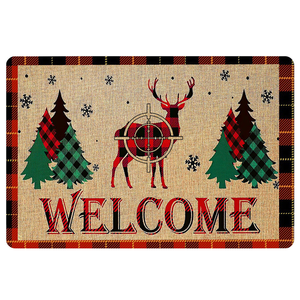 Ohaprints-Doormat-Outdoor-Indoor-Deer-Hunting-Buck-Hunter-Welcome-Red-Plaid-Christmas-Xmas-Noel-Rubber-Door-Mat-1994-18'' x 30''