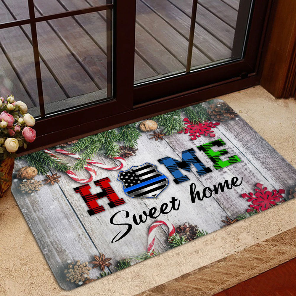 Ohaprints-Doormat-Outdoor-Indoor-Home-Sweet-Home-Police-Thin-Blue-Line-Christmas-Xmas-Noel-Rubber-Door-Mat-1995-