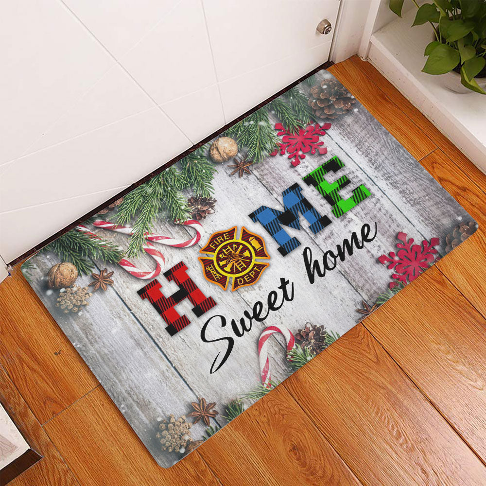 Ohaprints-Doormat-Outdoor-Indoor-Home-Sweet-Home-Firefighter-Firemen-Christmas-Xmas-Noel-Rubber-Door-Mat-1996-