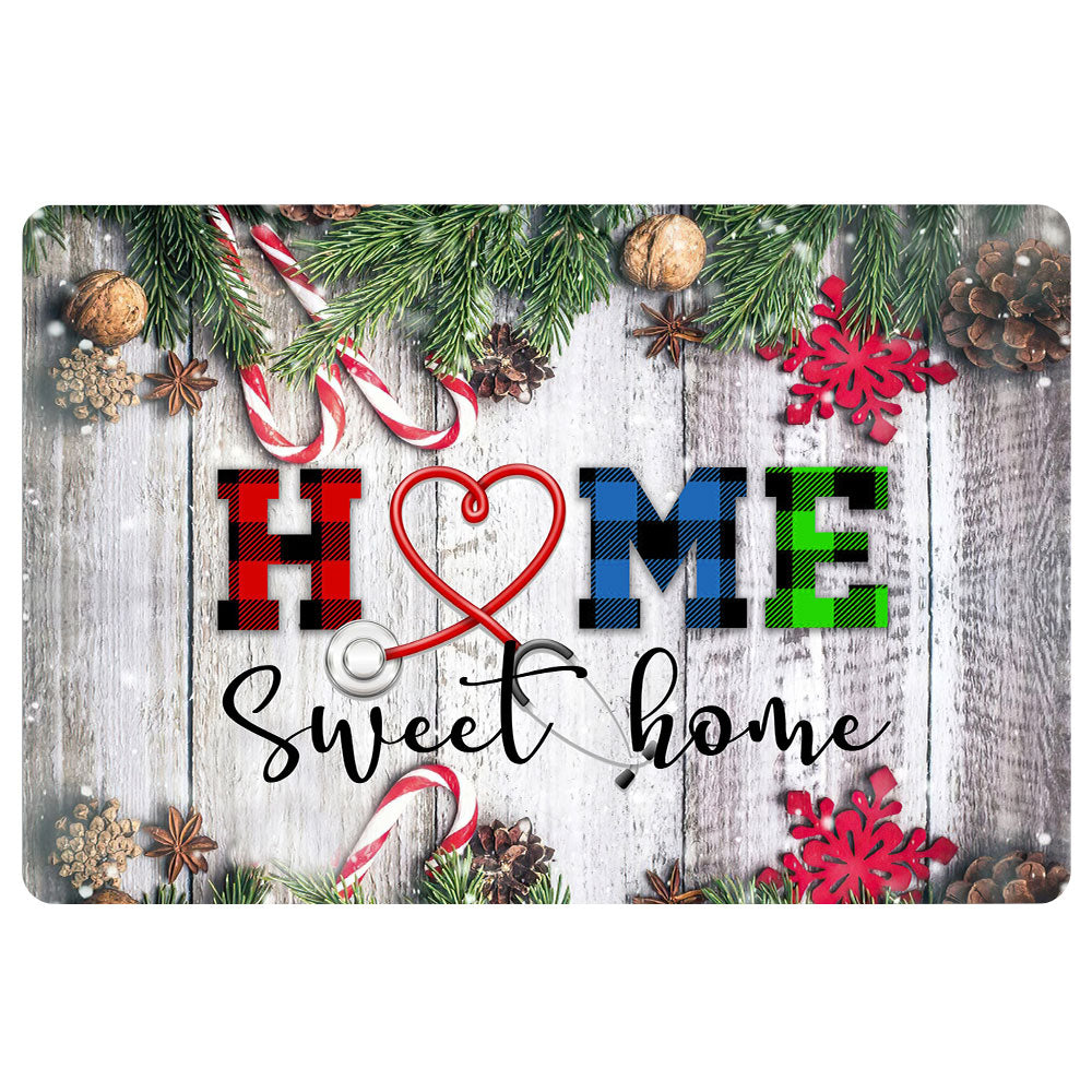 Ohaprints-Doormat-Outdoor-Indoor-Home-Sweet-Home-Nurrse-Rn-Cna-Nursing-Christmas-Xmas-Noel-Rubber-Door-Mat-1997-18'' x 30''