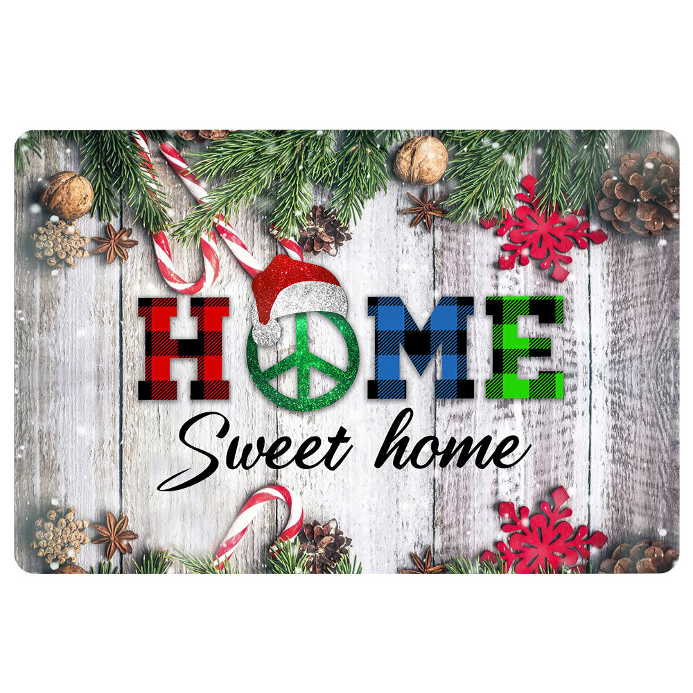 Ohaprints-Doormat-Outdoor-Indoor-Home-Sweet-Home-Hippie-Peace-Sign-Christmas-Xmas-Noel-Rubber-Door-Mat-1998-18'' x 30''