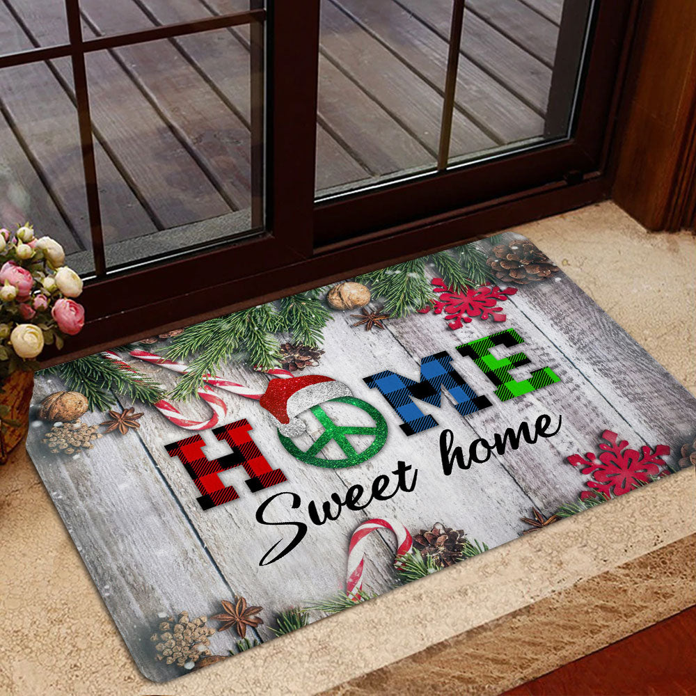 Ohaprints-Doormat-Outdoor-Indoor-Home-Sweet-Home-Hippie-Peace-Sign-Christmas-Xmas-Noel-Rubber-Door-Mat-1998-