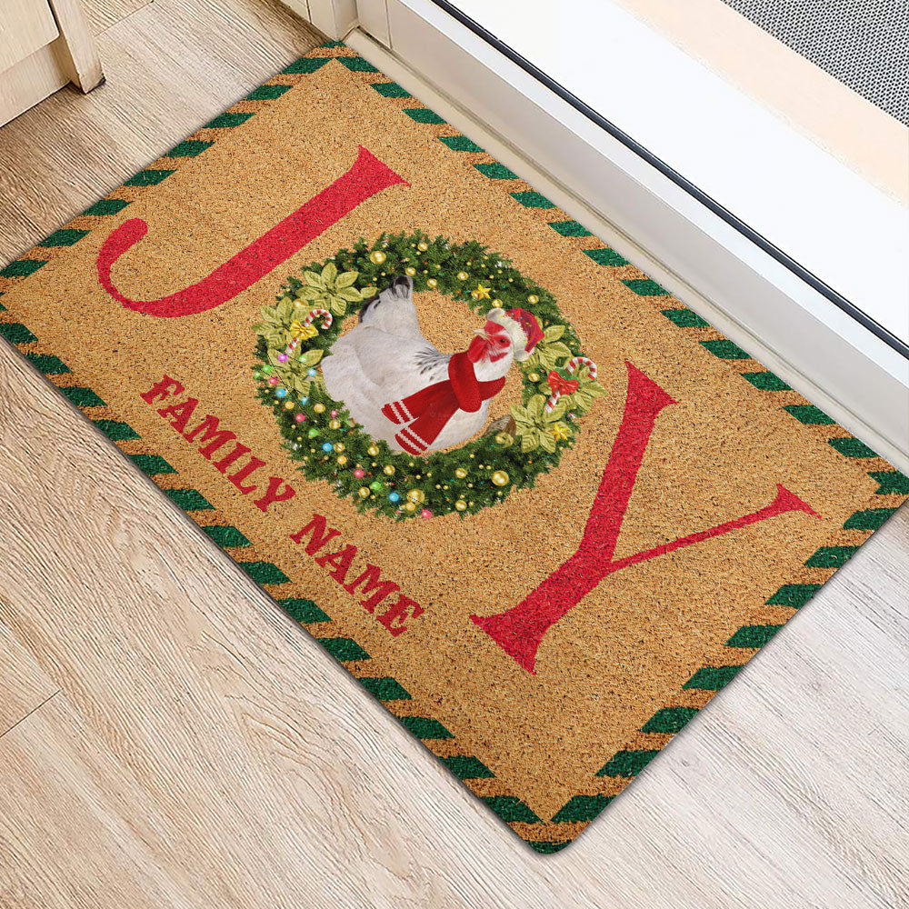 Ohaprints-Doormat-Outdoor-Indoor-Chicken-Farm-Animal-Joy-Christmas-Xmas-Custom-Personalized-Name-Rubber-Door-Mat-2003-