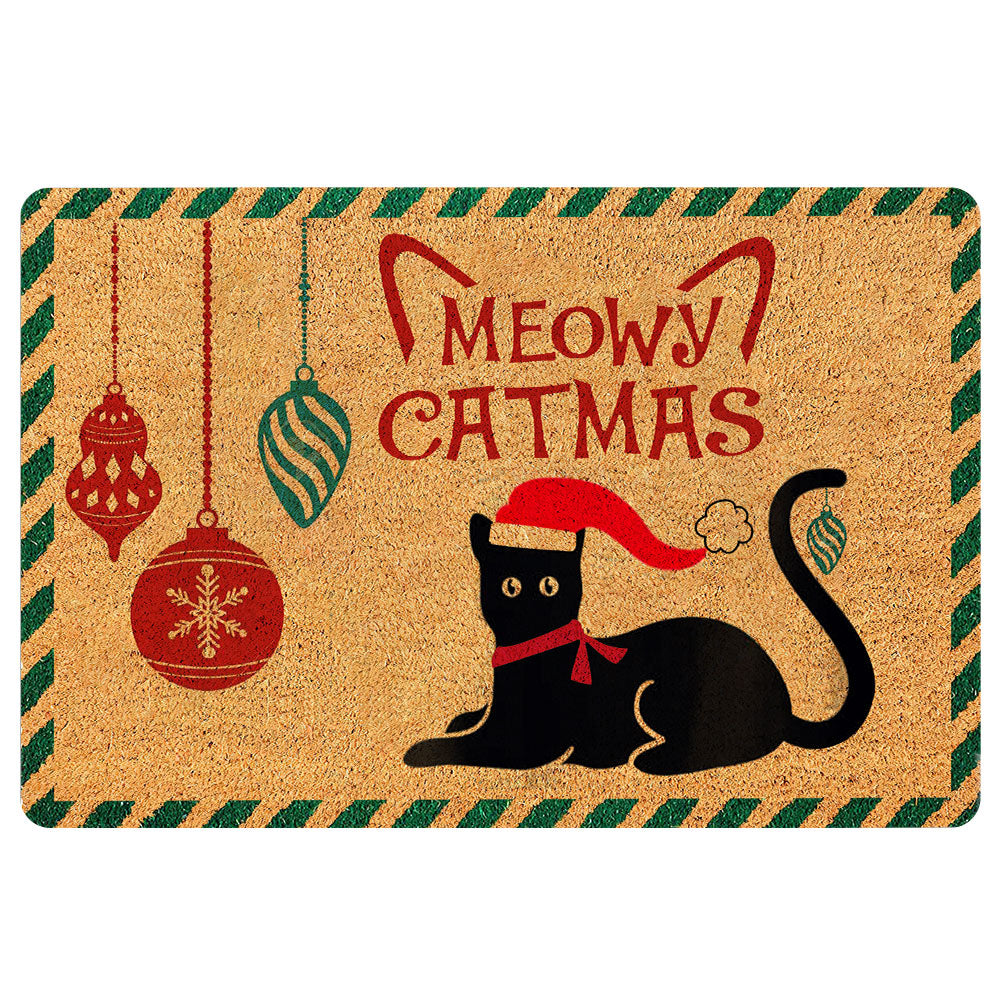 Ohaprints-Doormat-Outdoor-Indoor-Black-Cat-Funny-Pet-Lover-Christmas-Xmas-Noel-Unique-Idea-Rubber-Door-Mat-2004-18'' x 30''