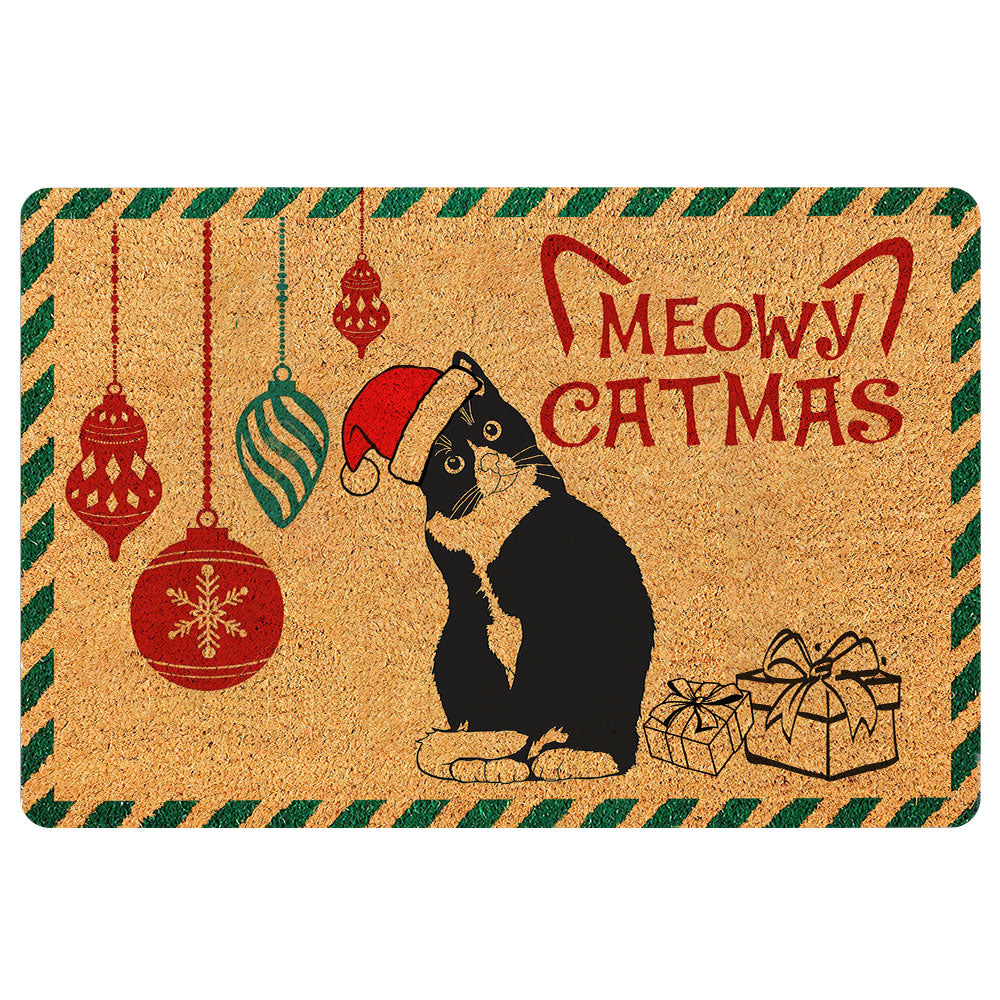 Ohaprints-Doormat-Outdoor-Indoor-Tuxedo-Cat-Funny-Pet-Lover-Christmas-Xmas-Noel-Unique-Idea-Rubber-Door-Mat-2005-18'' x 30''