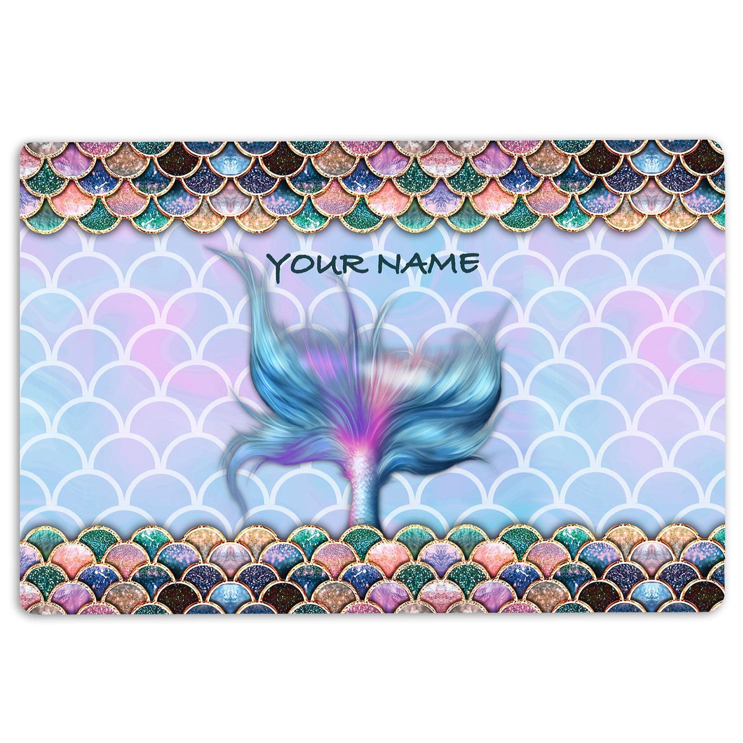 Ohaprints-Doormat-Outdoor-Indoor-Mermaid-Tail-Scale-Sea-Ocean-Lover-Custom-Personalized-Name-Rubber-Door-Mat-1519-18'' x 30''