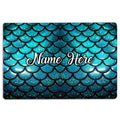 Ohaprints-Doormat-Outdoor-Indoor-Blue-Cyan-Mermaid-Scale-Sea-Ocean-Lover-Custom-Personalized-Name-Rubber-Door-Mat-1522-18'' x 30''