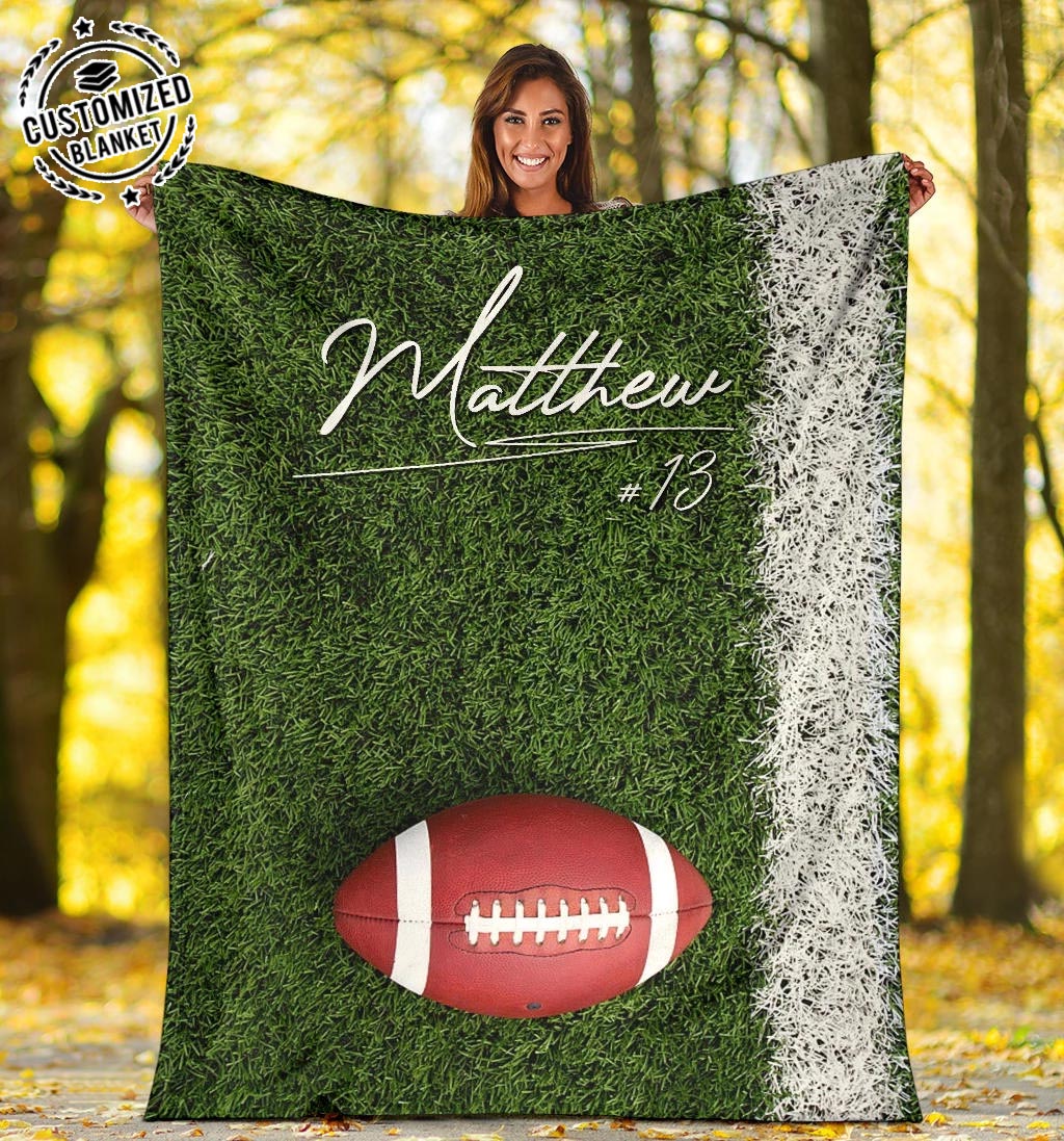 Ohaprints-Fleece-Sherpa-Blanket-American-Football-Gift-For-Son-Boy-Men-Custom-Personalized-Name-Number-Soft-Throw-Blanket-1337-Fleece Blanket