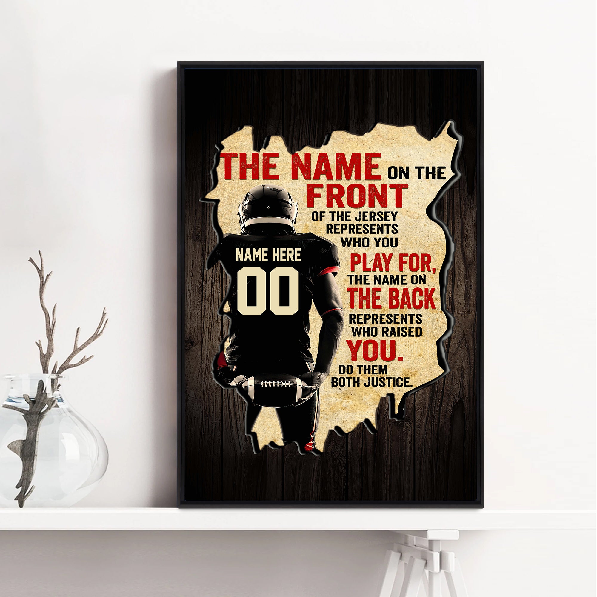 Personalized Canvas Wall Art For Dad From Son Daughter Couple Football  Custom Name Poster Prints Gifts For Football Players Home Decor For  Birthday