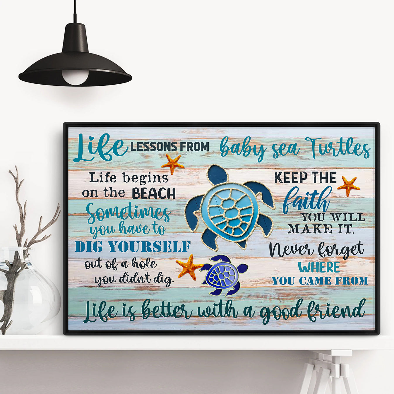 Sea Turtle Poster & Canvas, Life Lessons From baby sea Turtles, Inspir