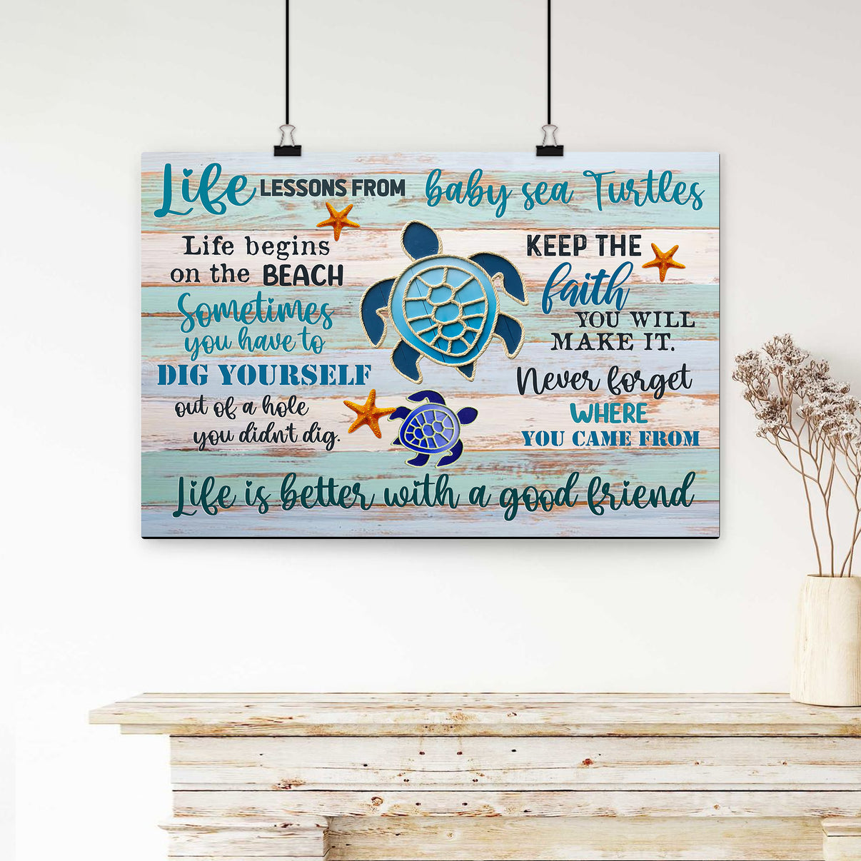 Sea Turtle Poster & Canvas, Life Lessons From baby sea Turtles, Inspir