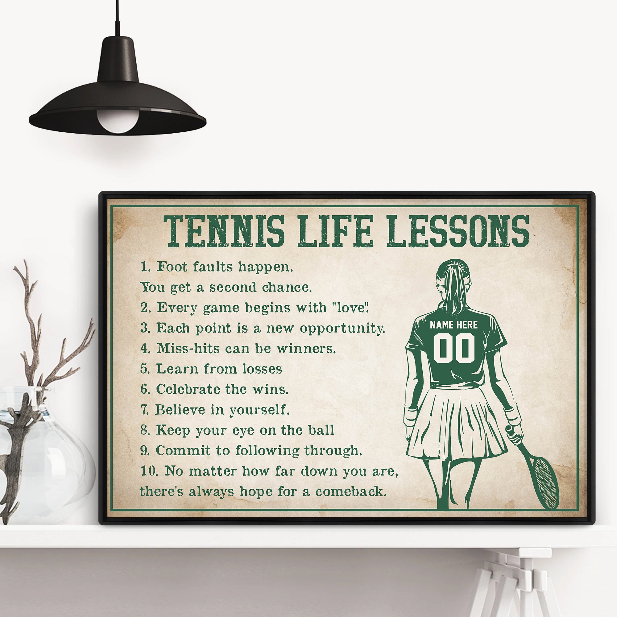 Personalized Tennis Poster and Canvas, Tennis Life Lessons Wall Art, Cus