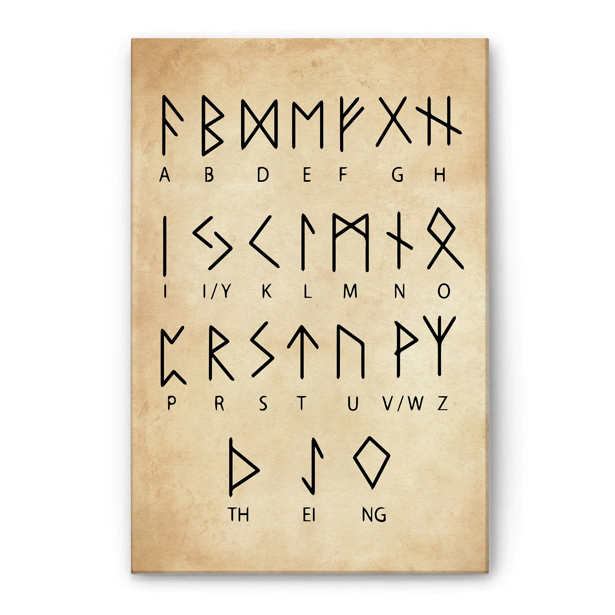 Viking Poster & Canvas, Runes Alphabet, Classic Runic Alphabet Wall Ar