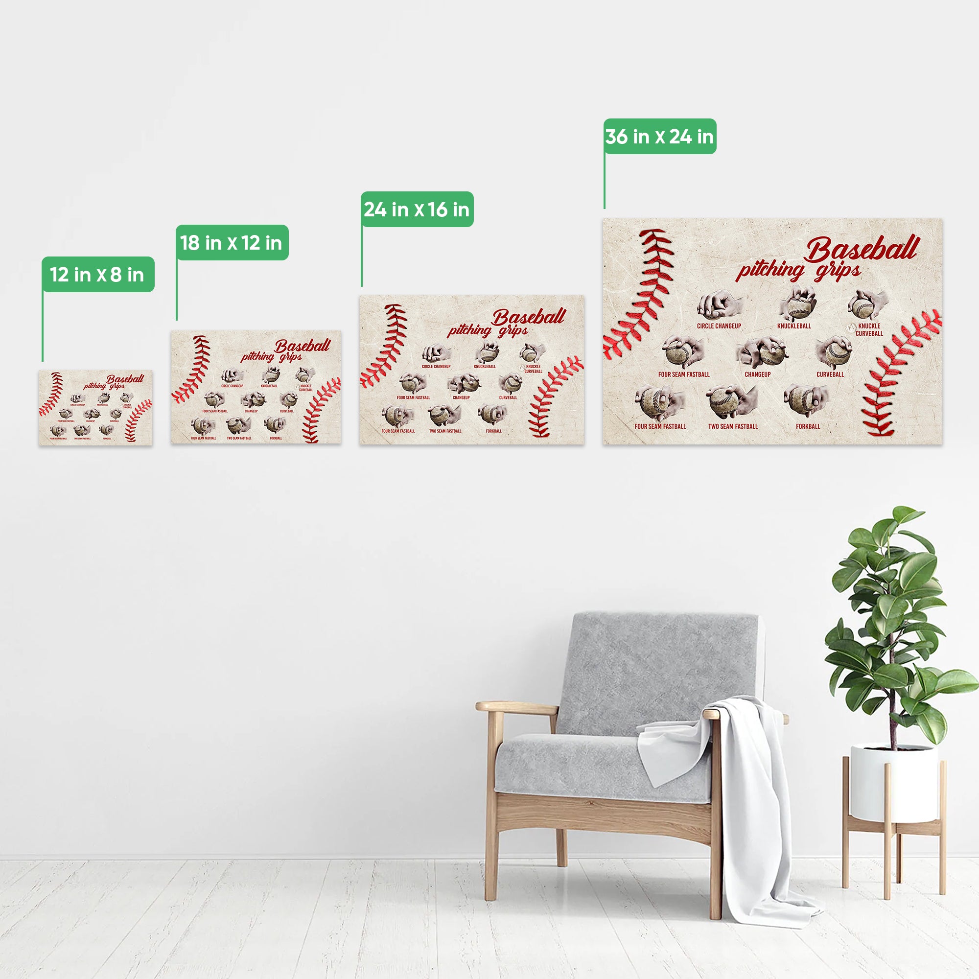 Baseball Pitching Grips Custom Poster - Wander Prints™