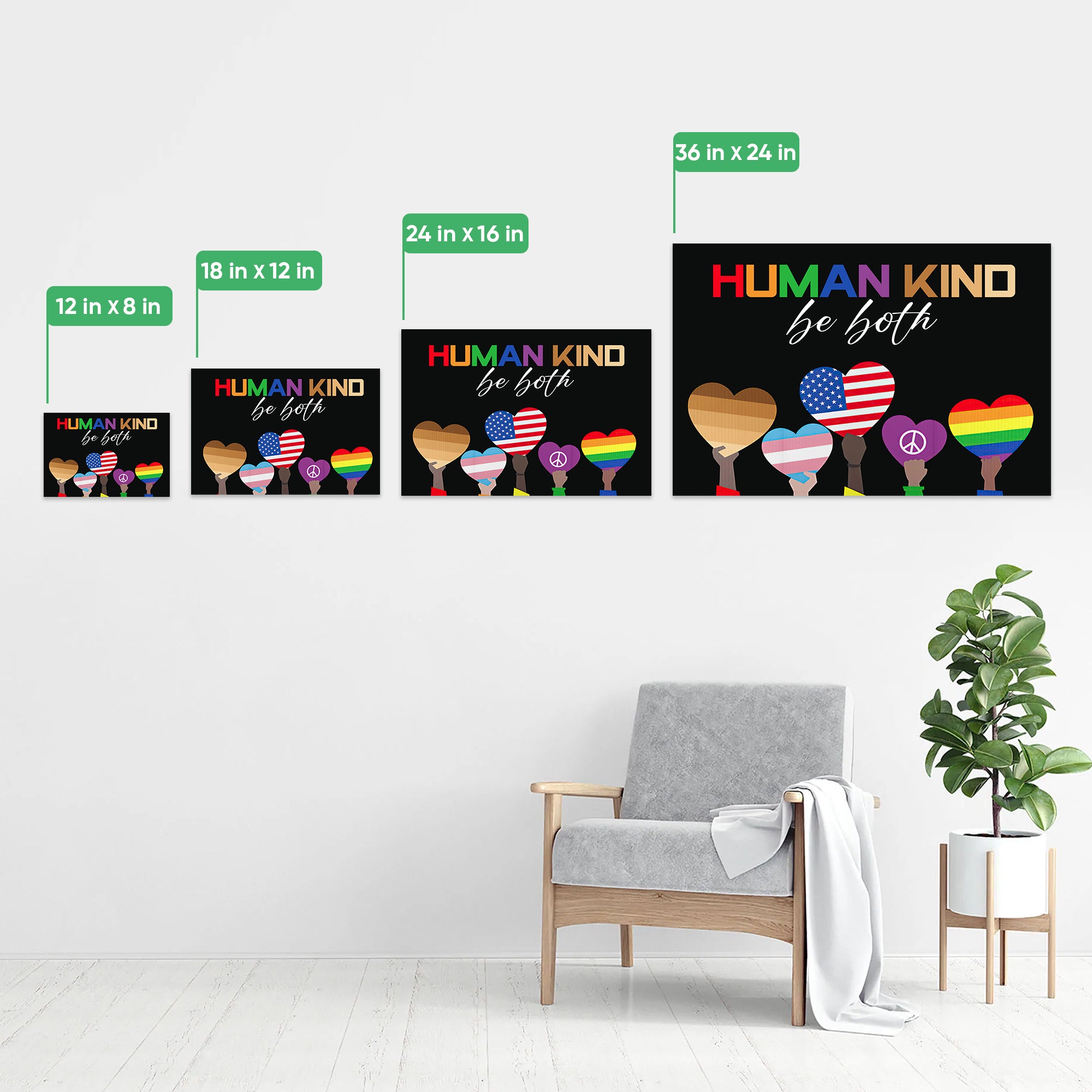 Human hands and lgbt rainbow ribbon home wall canvas