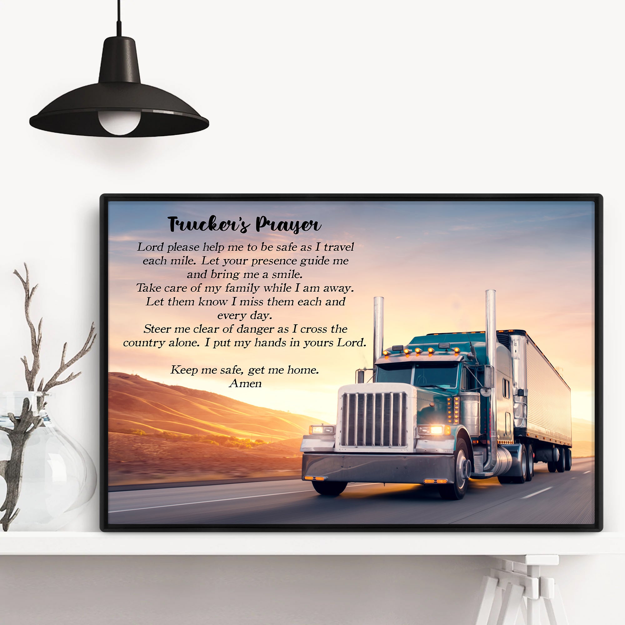 Trucker Poster & Canvas, Trucker's Prayer Wall Art, Home Decor For Tru