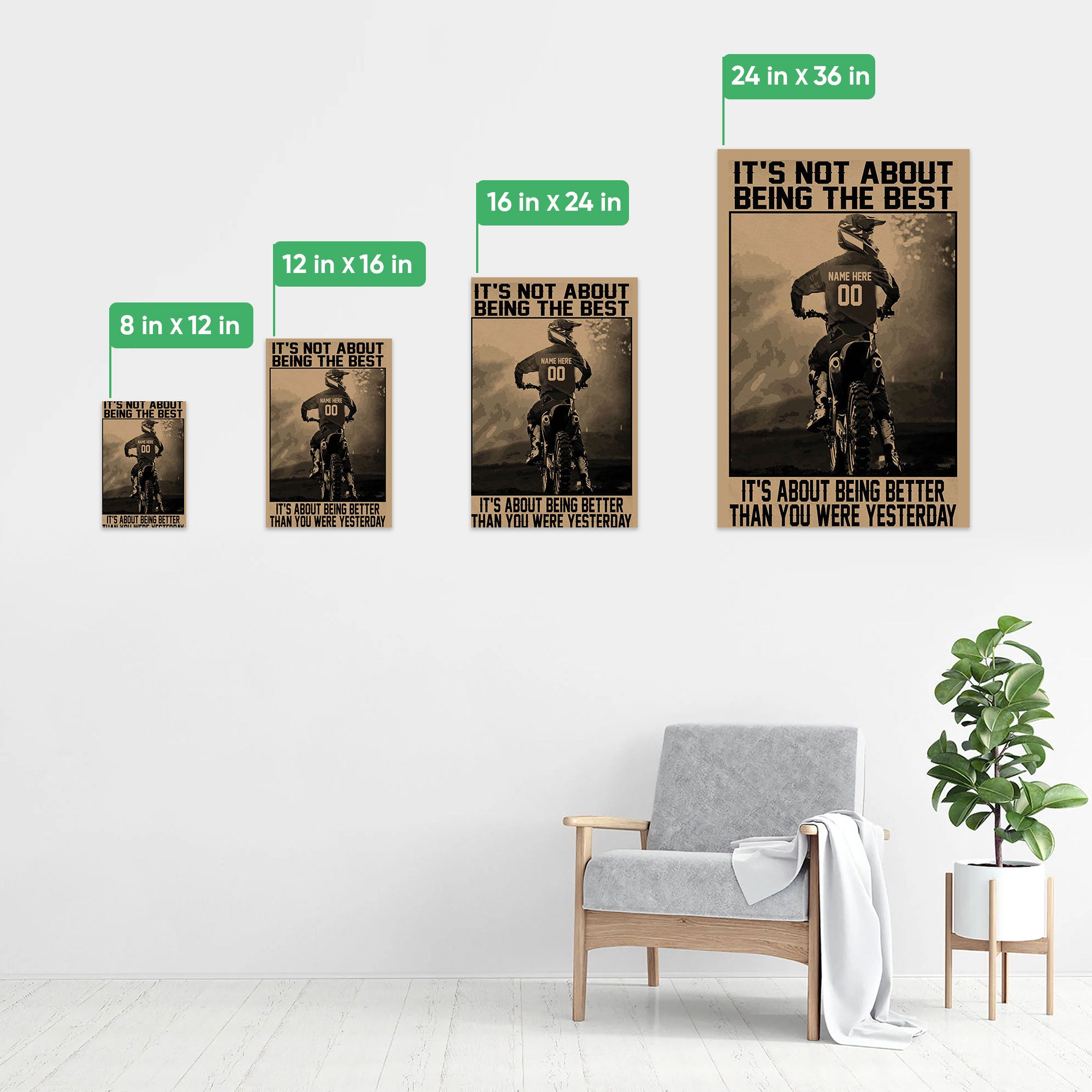 Inspirational Wall Art Co. - Find Yourself - Motocross Fox Moto Gift Teens  Dirtbike ATV Freestyle Racing Gift Boys Motivation Quotes Posters Print for